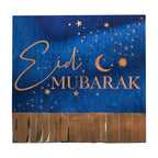 Navy & Gold Eid Mubarak Fringe Napkin- 5 Inner Pack