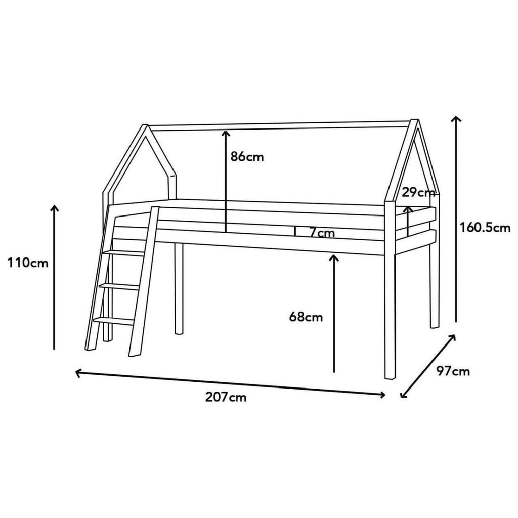 Eli Kids Mid Sleeper Cabin Loft Bed With Underbed Storage Space - White - Beales department store