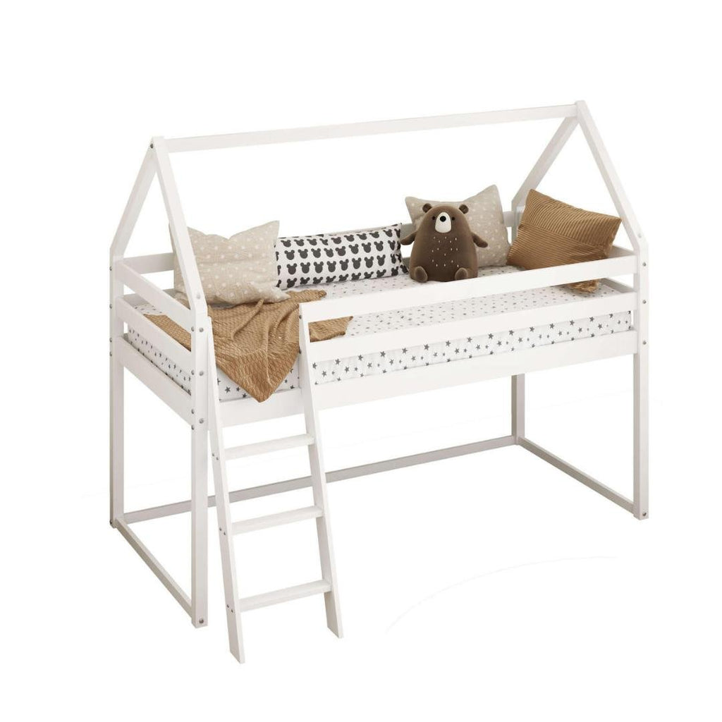 Eli Kids Mid Sleeper Cabin Loft Bed With Underbed Storage Space - White - Beales department store