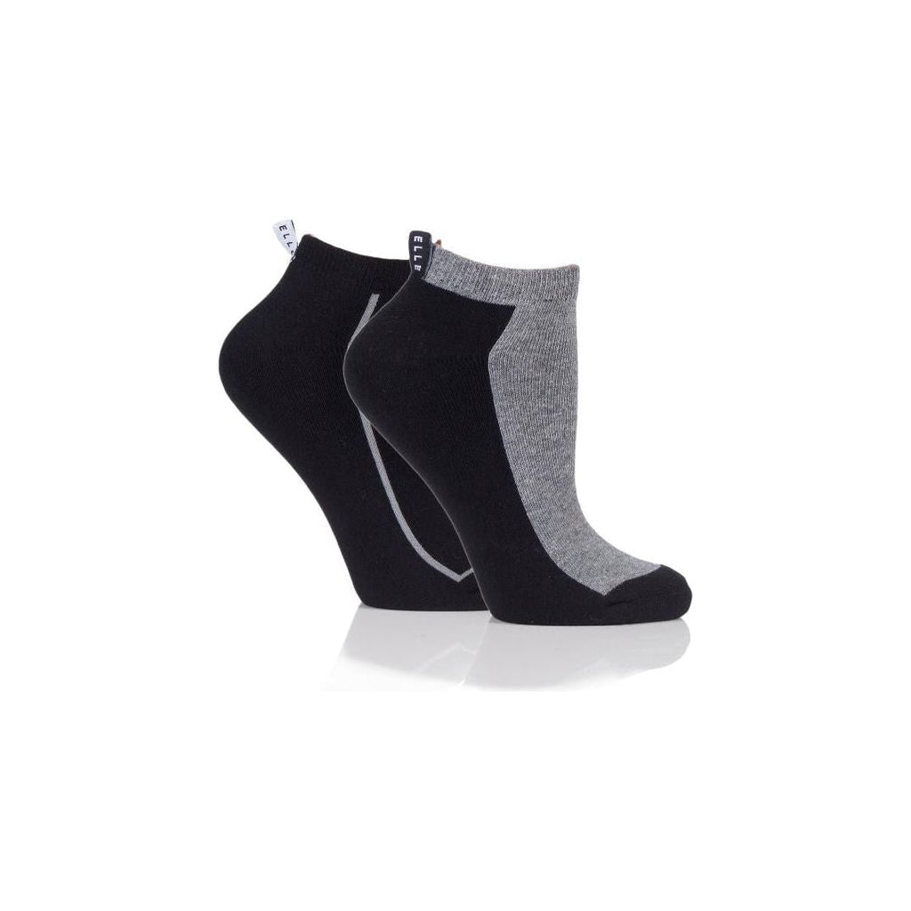ELLE Ladies 2pr Elle Sport Cushioned Trainer Socks - Black - Beales department store