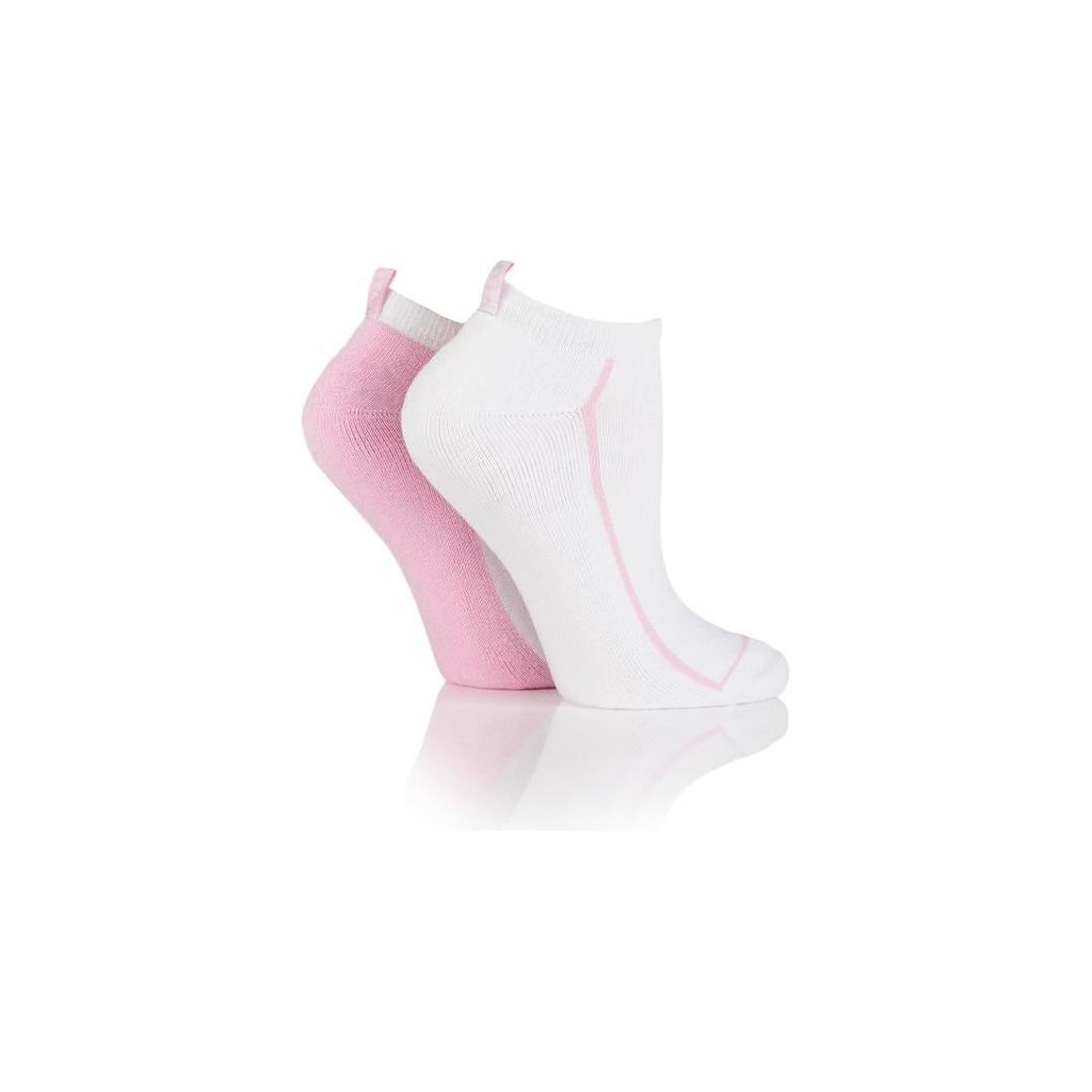 ELLE Ladies 2pr Elle Sport Cushioned Trainer Socks - Fresh Pink - Beales department store