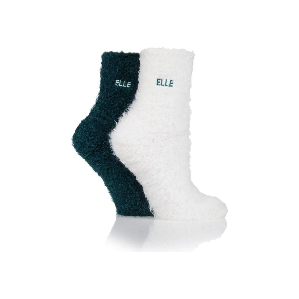ELLE Ladies 2pr Elle Teddy Feather Bed Socks - Highland Green - Beales department store