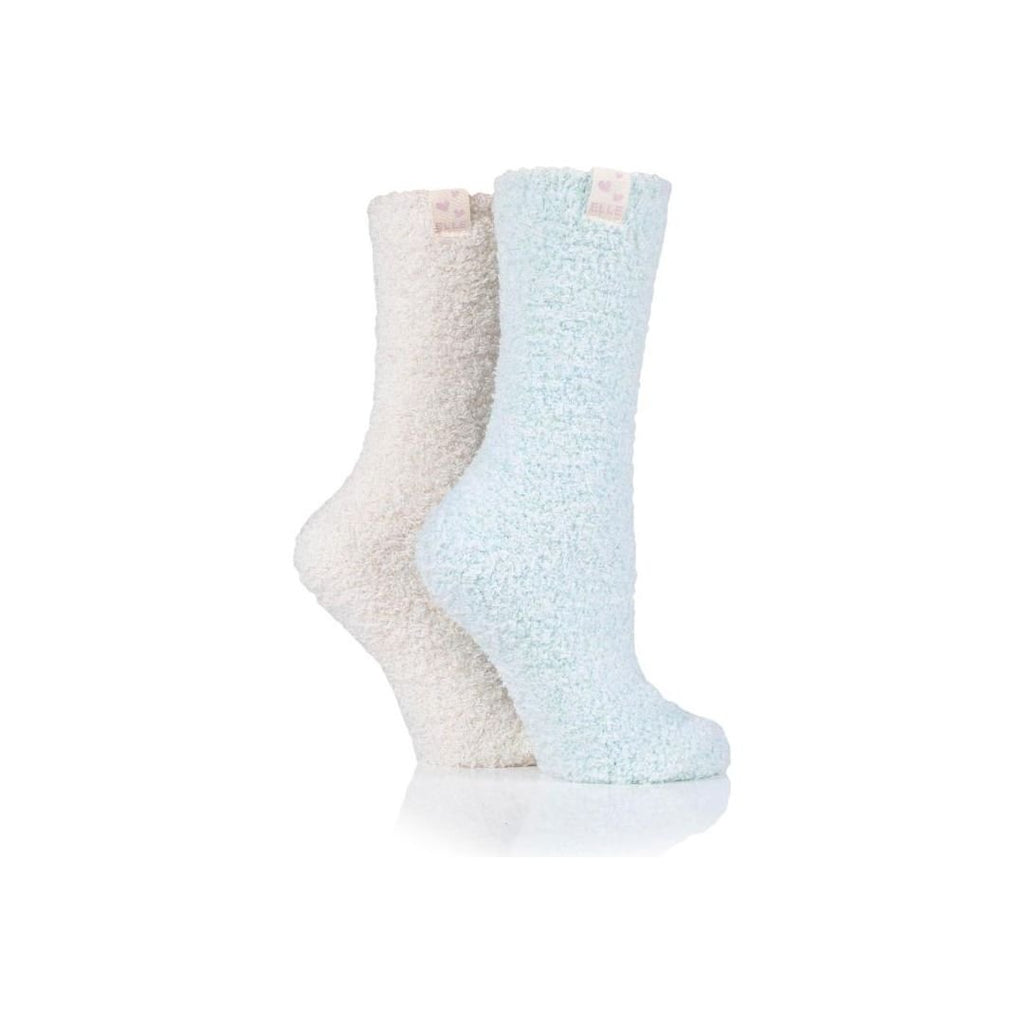 ELLE Ladies 2pr Elle Two Tone Cosy Bed Socks - Seabreeze - Beales department store
