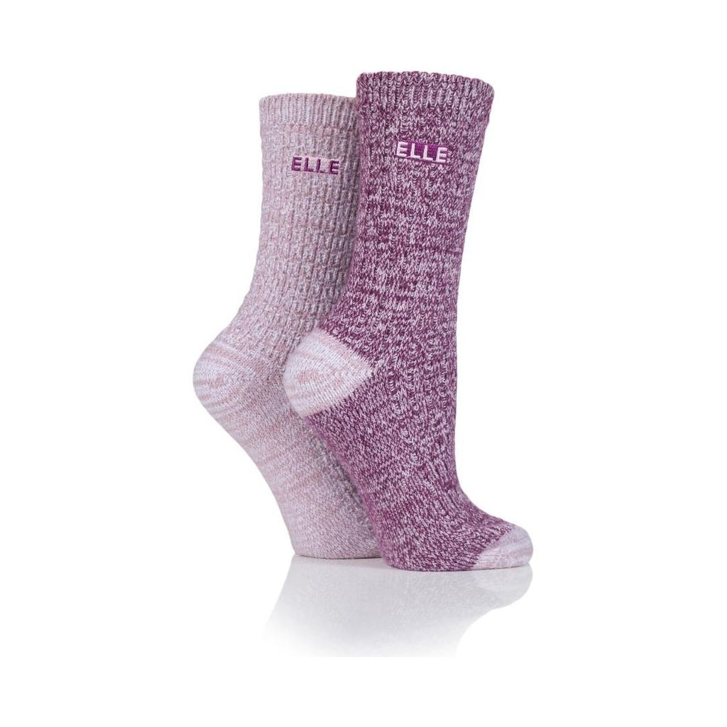 ELLE Ladies 2pr Elle Velvet Soft Textured Boot Socks - Heather - Beales department store