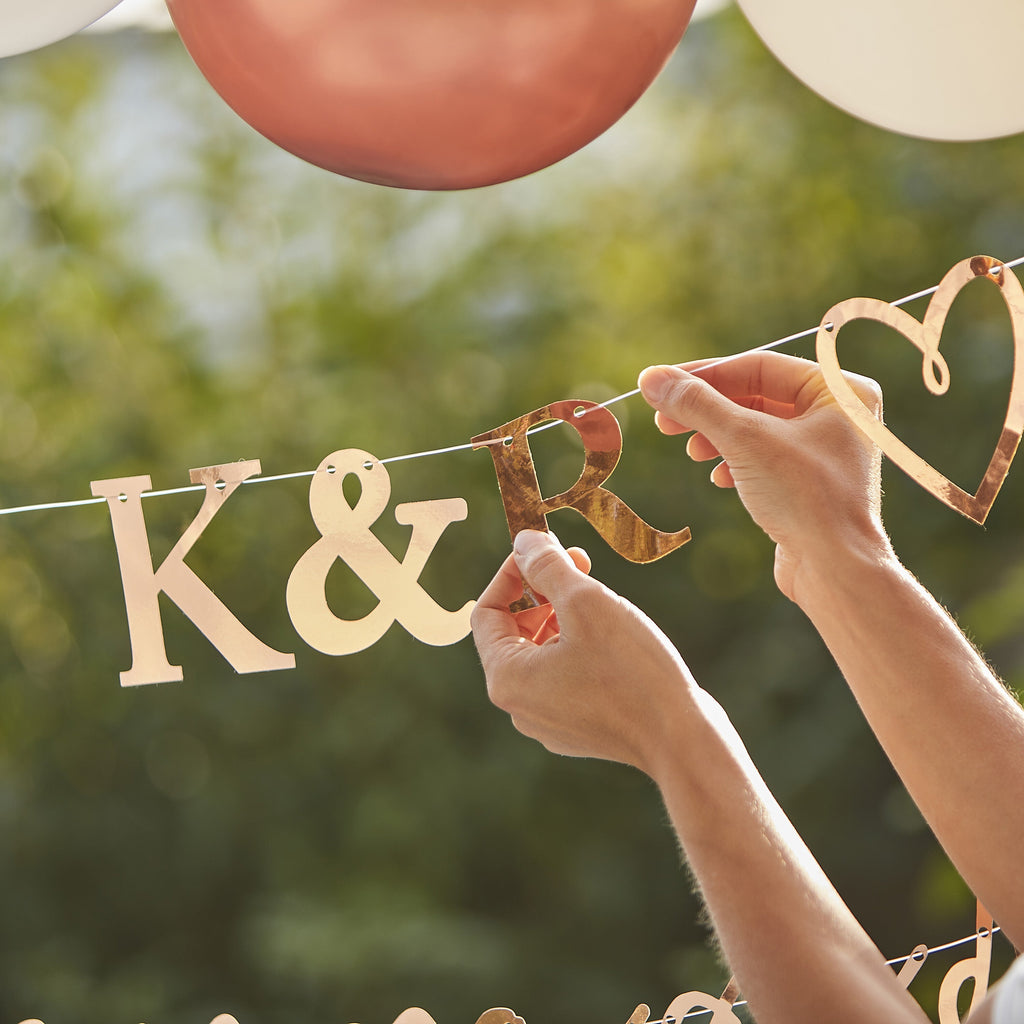 Customisable Rose Gold Engaged Bunting