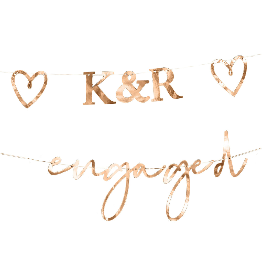 Customisable Rose Gold Engaged Bunting- 5 Inner Pack