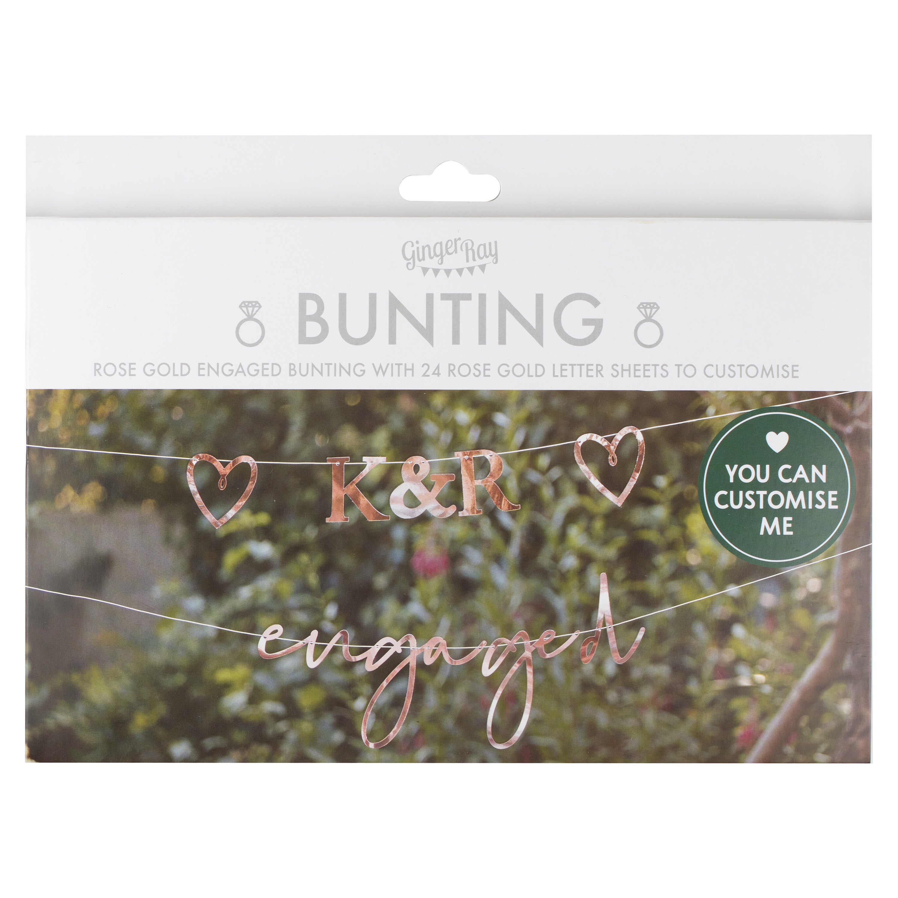 Customisable Rose Gold Engaged Bunting- 5 Inner Pack