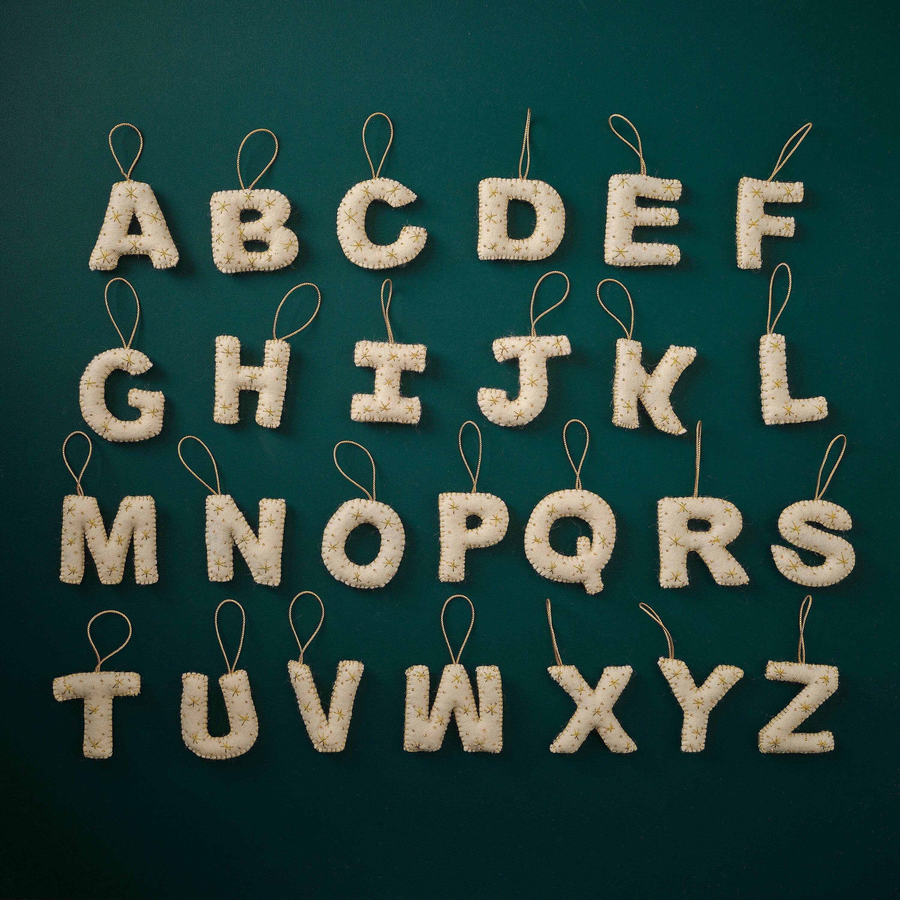 Alphabet Initial Embroidered Felt Christmas Tree Decoration