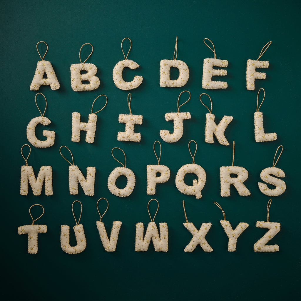 Alphabet Initial Embroidered Felt Christmas Tree Decoration