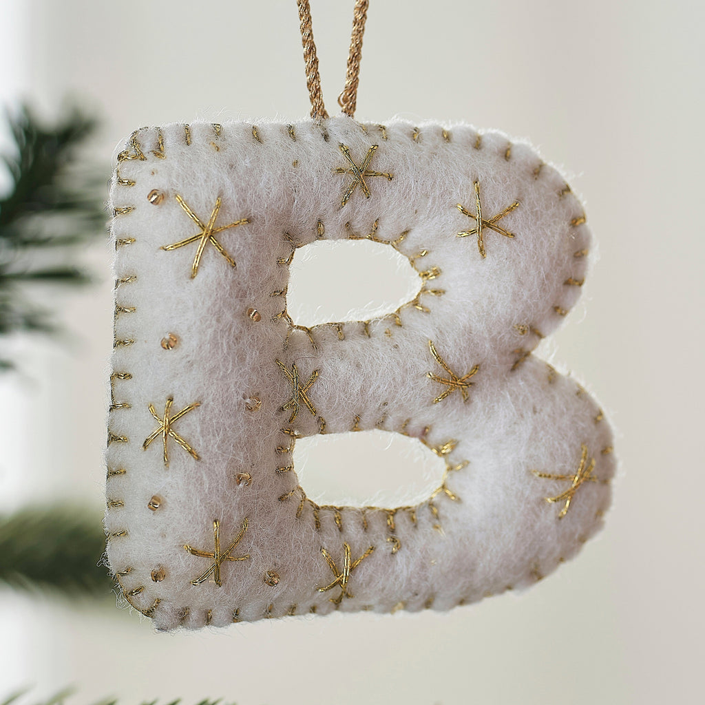 Alphabet Initial Embroidered Felt Christmas Tree Decoration