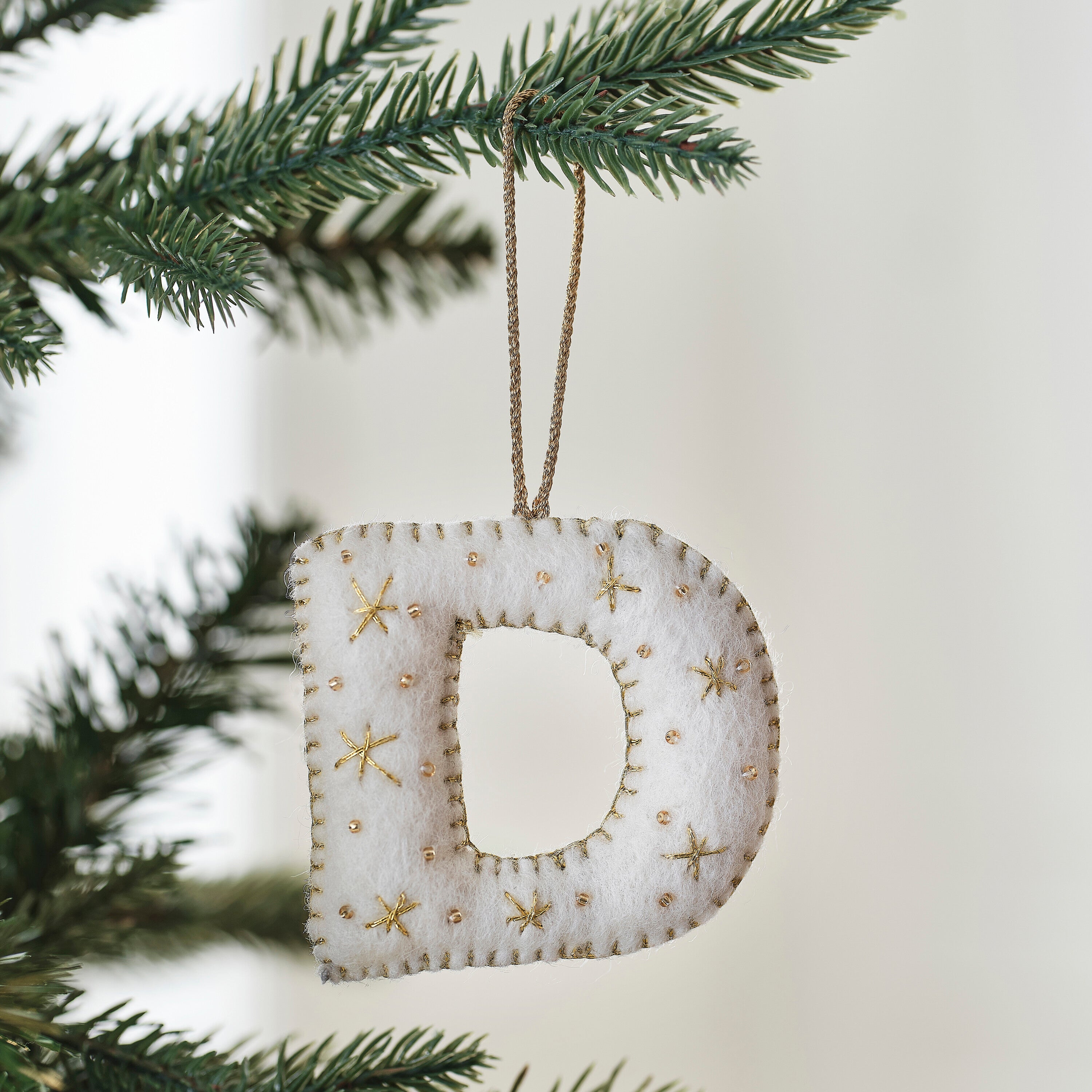 Alphabet Initial Embroidered Felt Christmas Tree Decoration