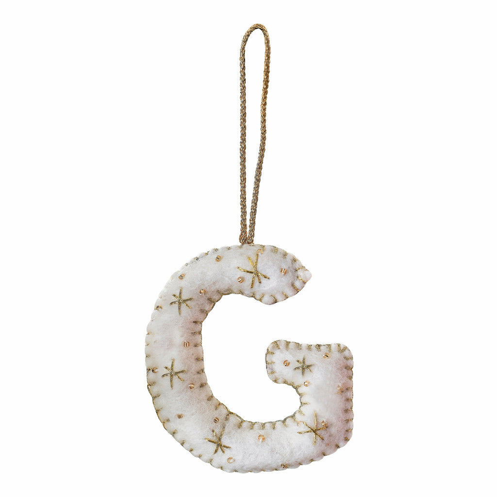 Alphabet Initial Embroidered Felt Christmas Tree Decoration