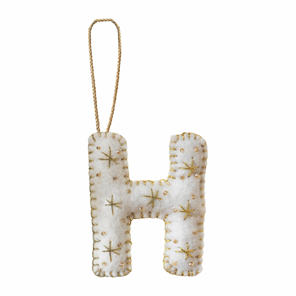 Alphabet Initial Embroidered Felt Christmas Tree Decoration