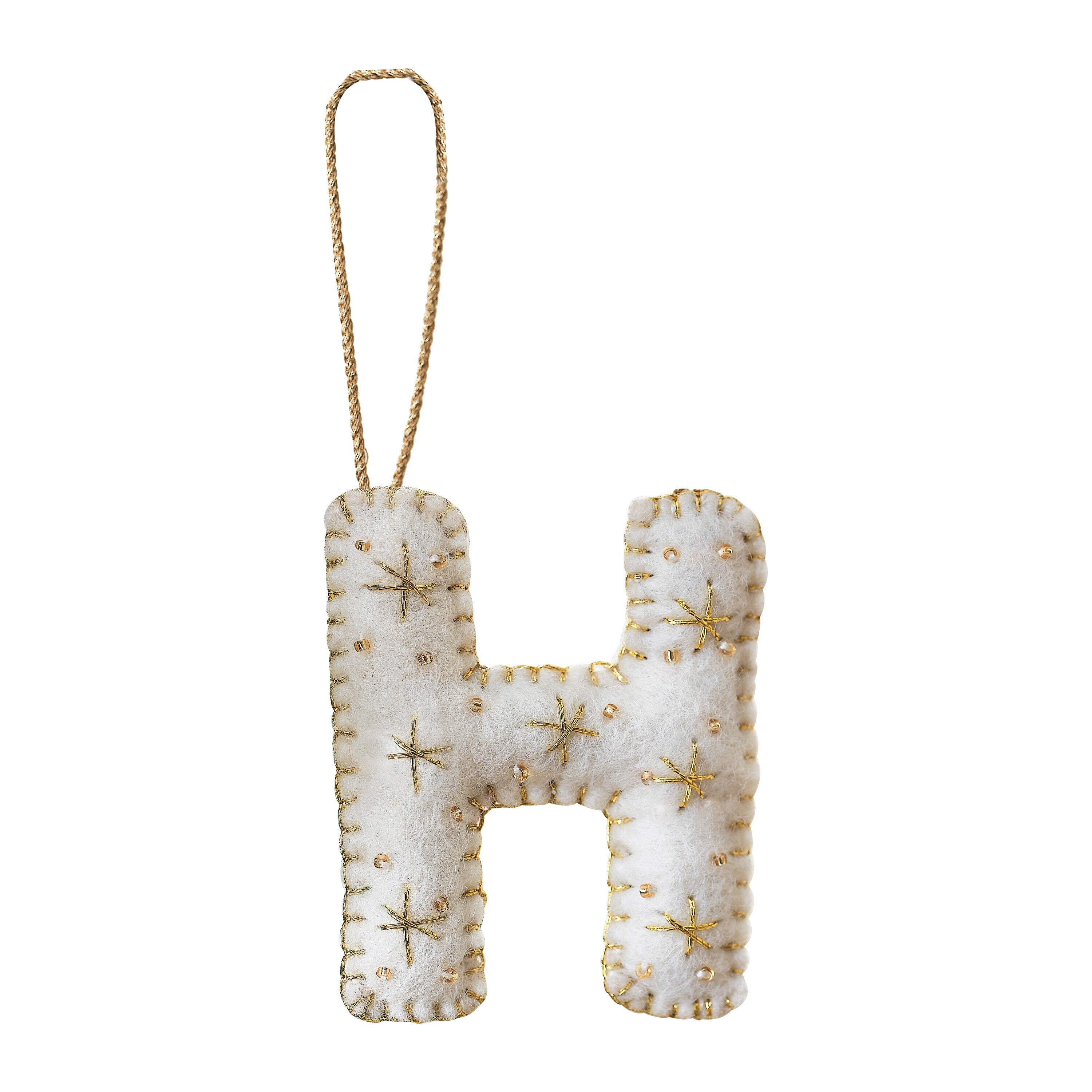 Alphabet Initial Embroidered Felt Christmas Tree Decoration