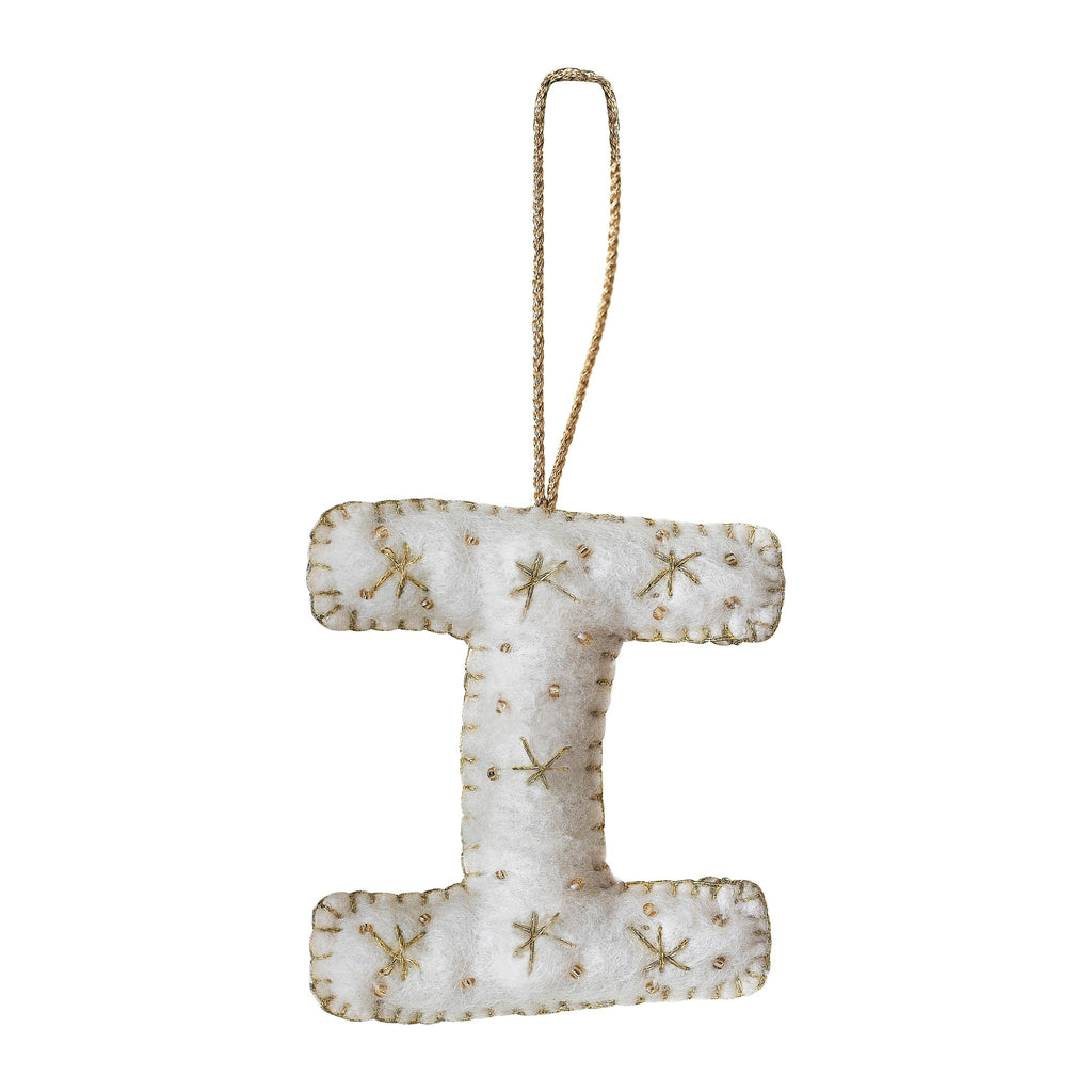 Alphabet Initial Embroidered Felt Christmas Tree Decoration
