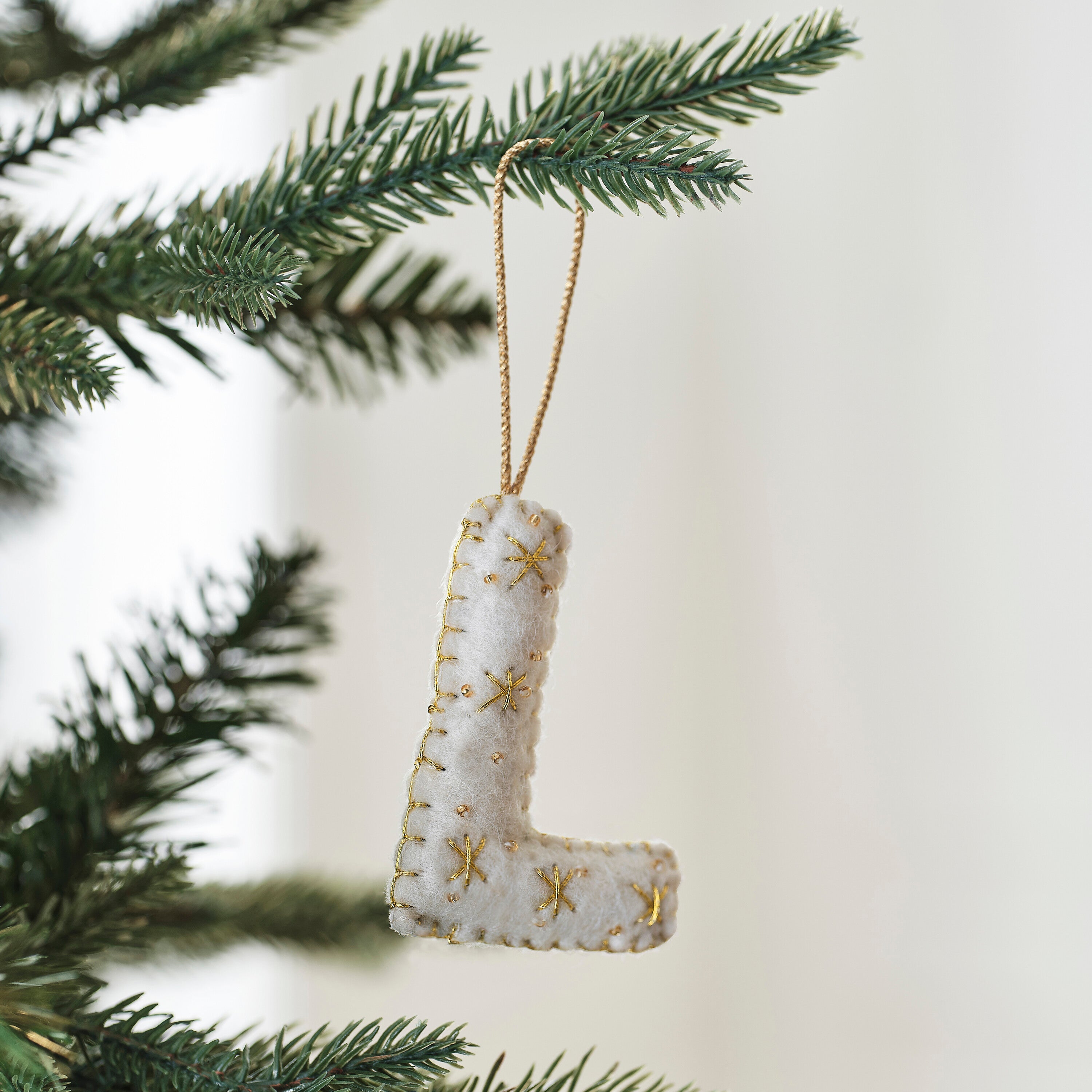 Alphabet Initial Embroidered Felt Christmas Tree Decoration