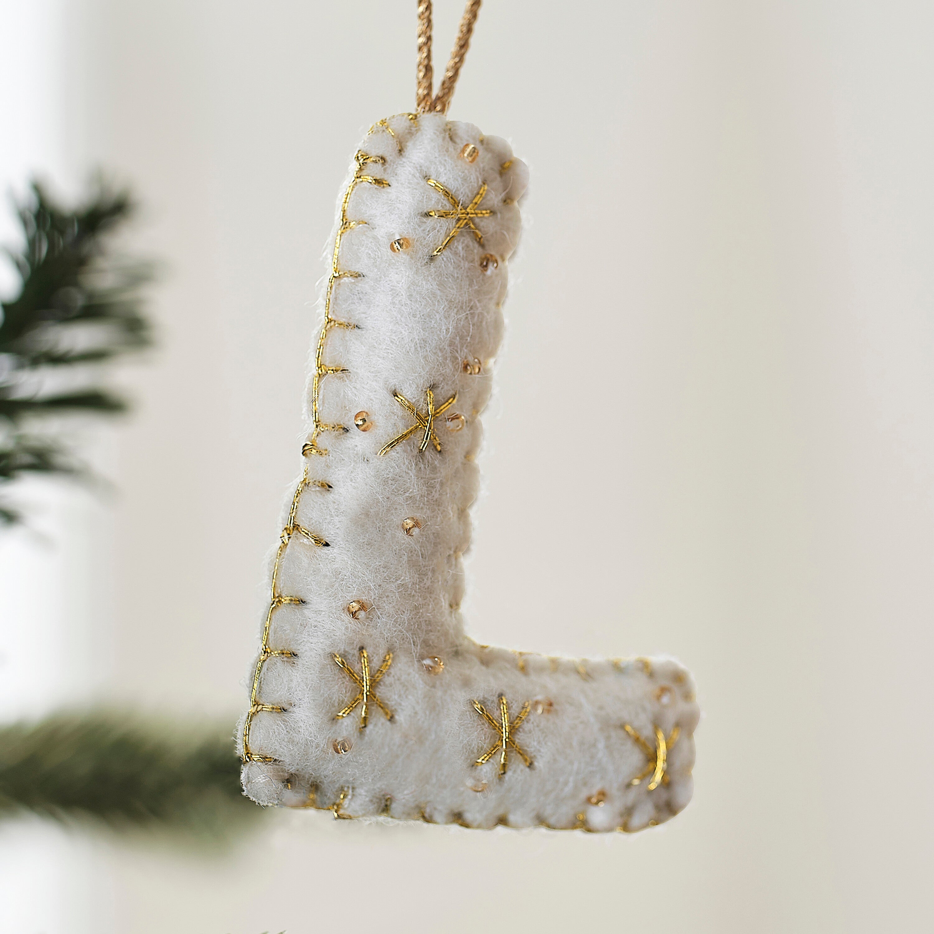 Alphabet Initial Embroidered Felt Christmas Tree Decoration