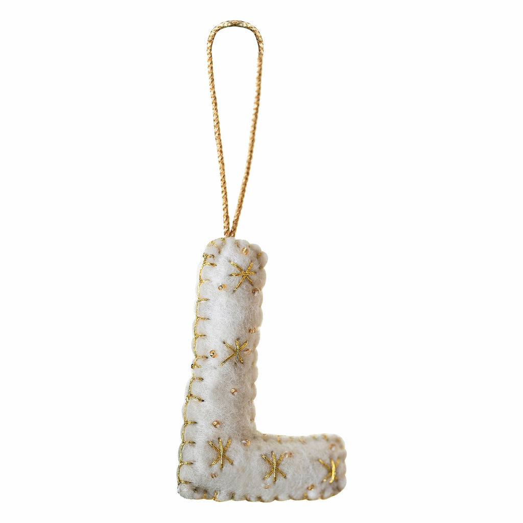 Alphabet Initial Embroidered Felt Christmas Tree Decoration