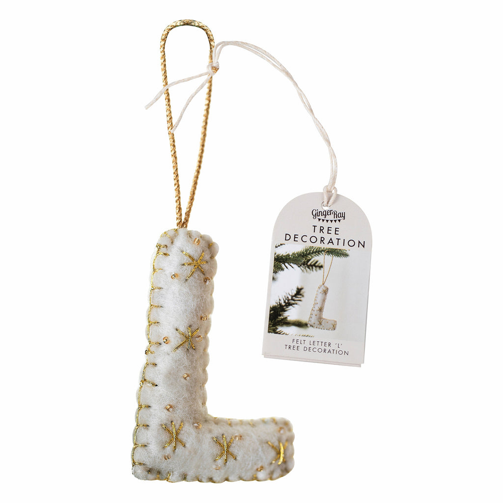 Alphabet Initial Embroidered Felt Christmas Tree Decoration