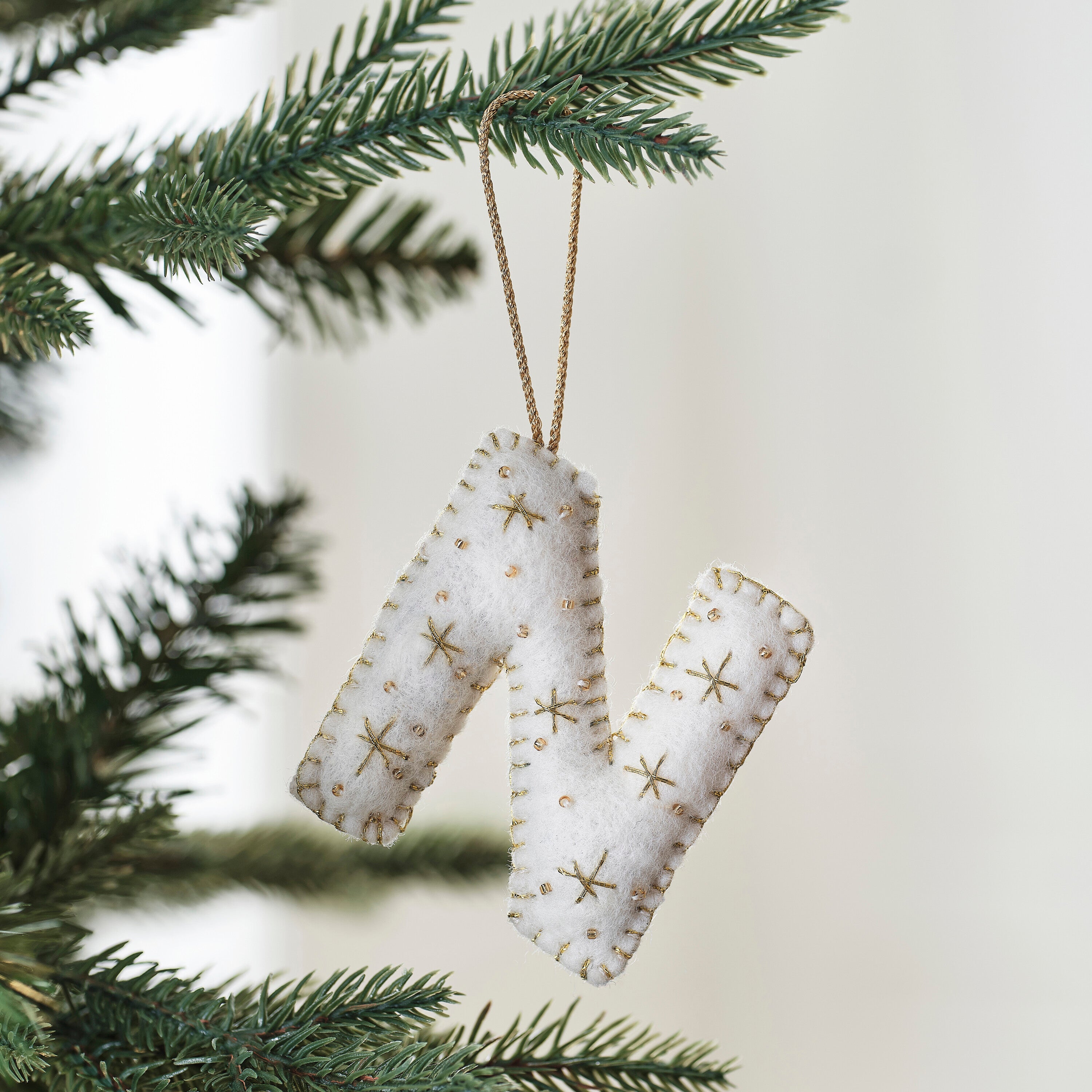 Alphabet Initial Embroidered Felt Christmas Tree Decoration