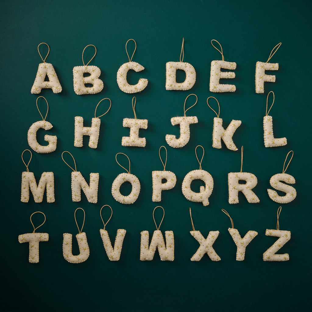 Alphabet Initial Embroidered Felt Christmas Tree Decoration