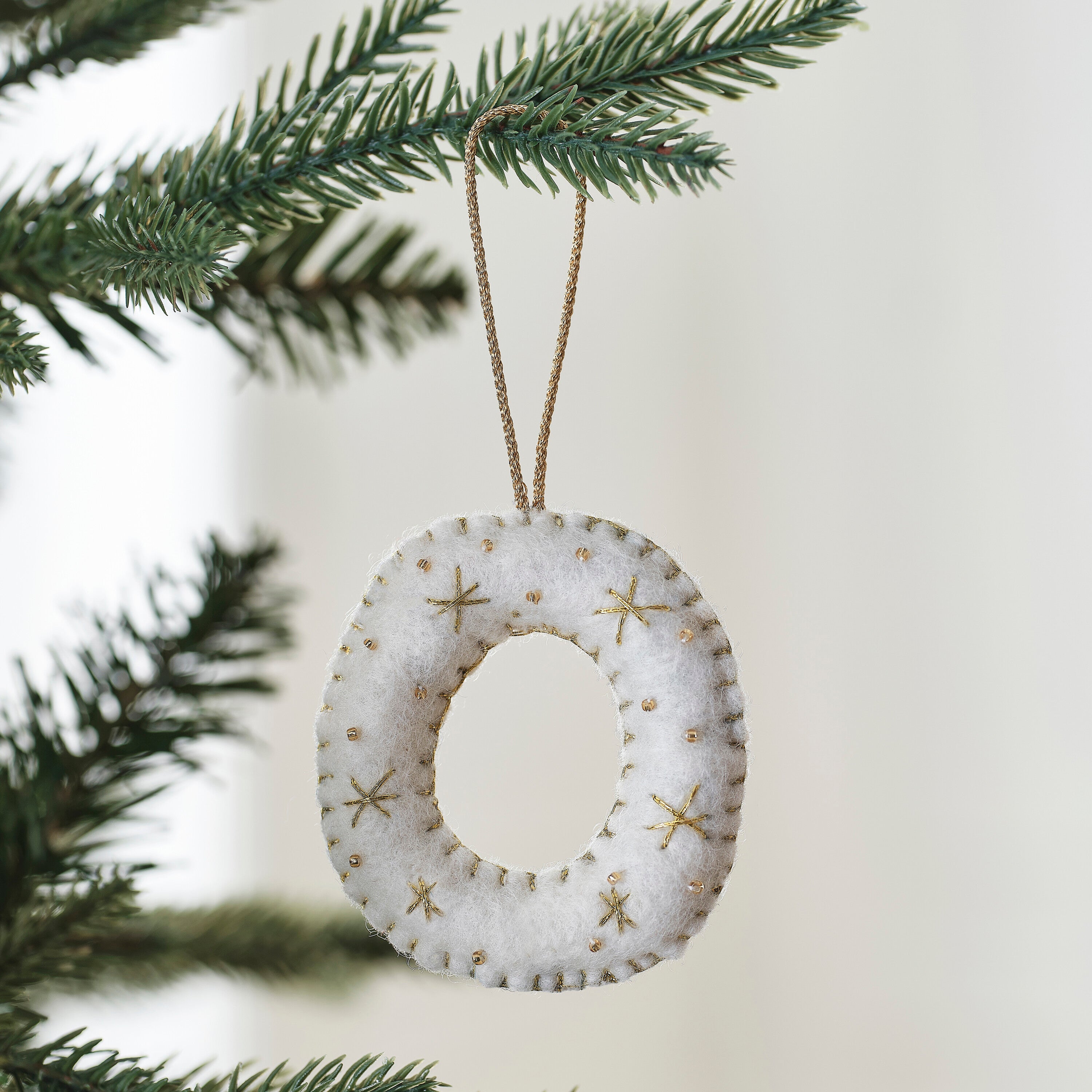 Alphabet Initial Embroidered Felt Christmas Tree Decoration