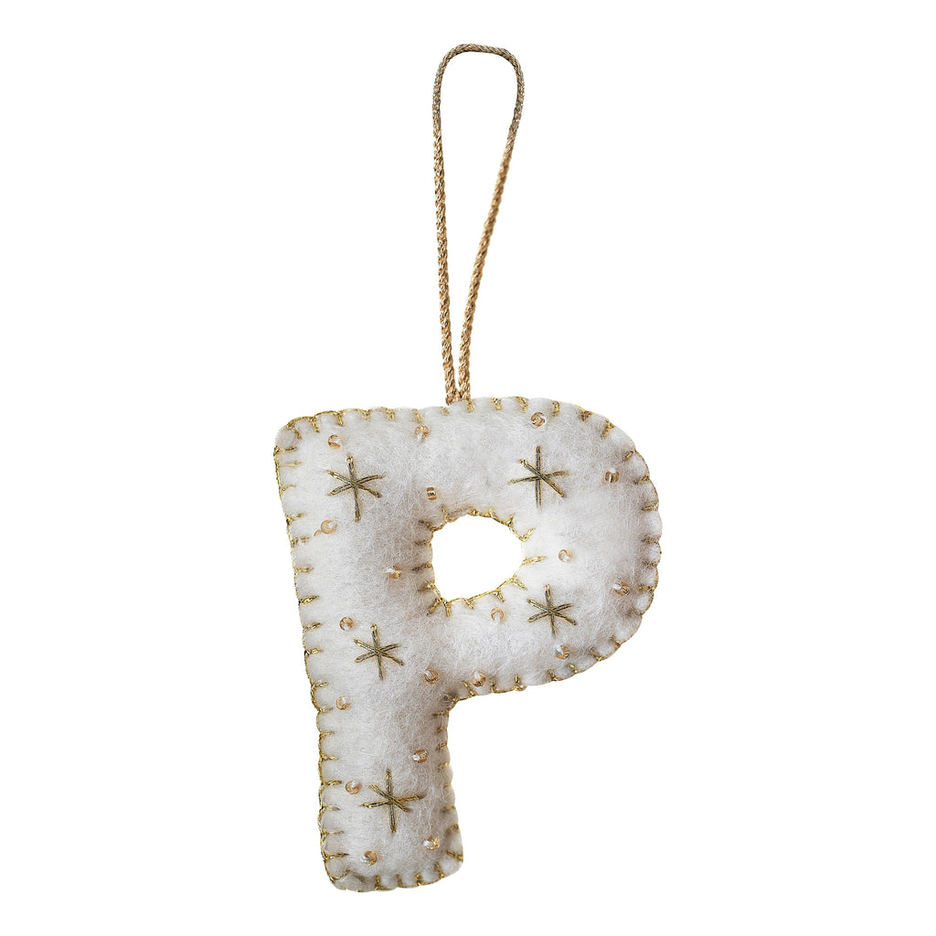 Alphabet Initial Embroidered Felt Christmas Tree Decoration