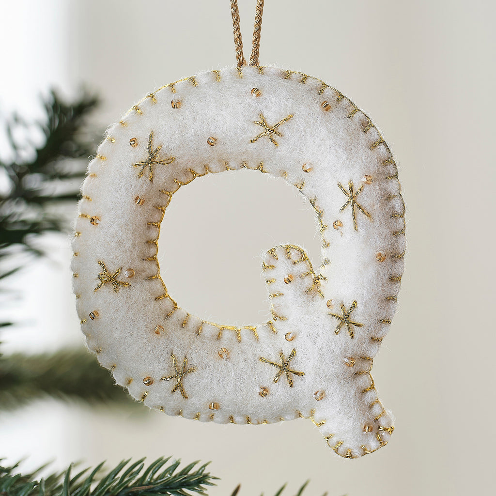 Alphabet Initial Embroidered Felt Christmas Tree Decoration