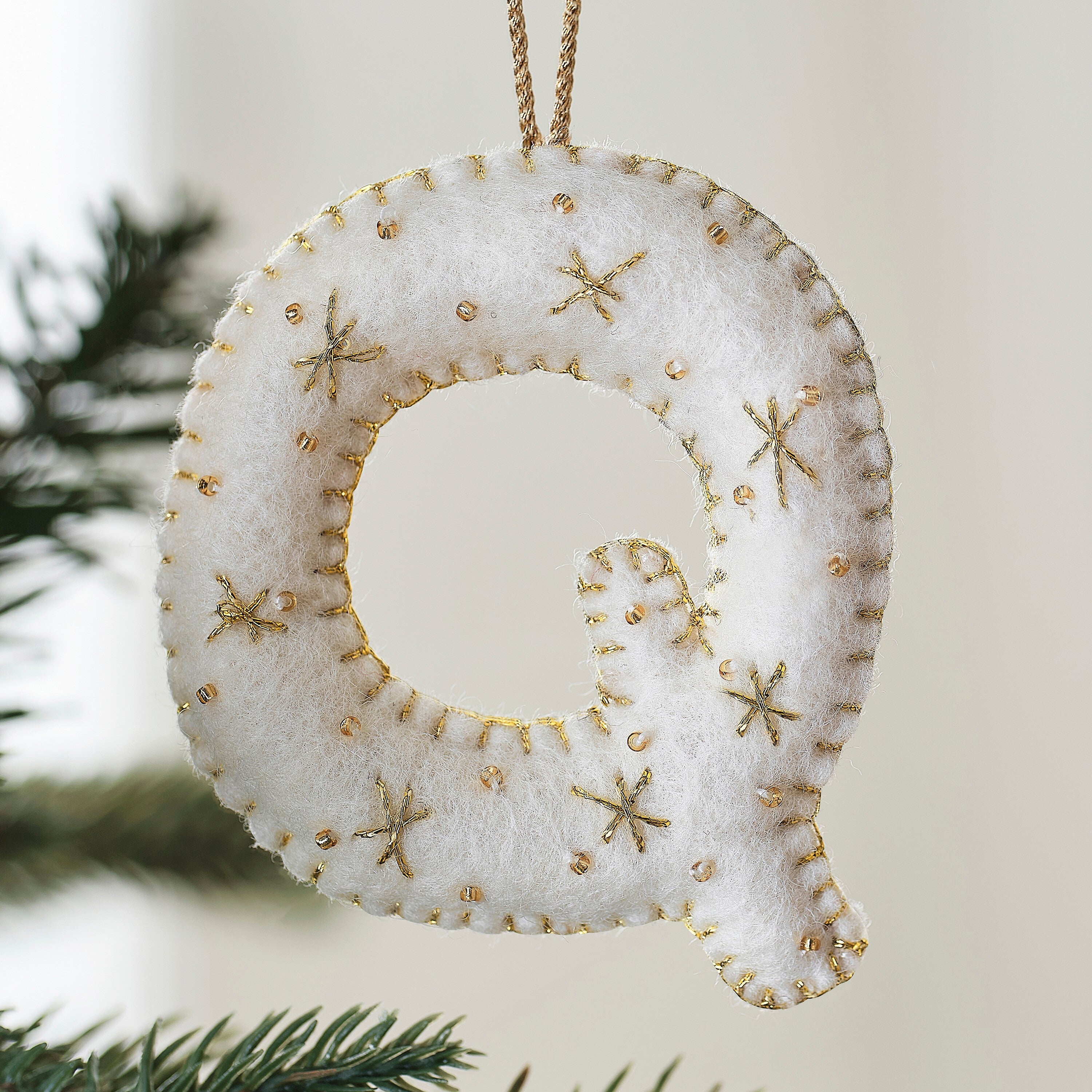 Alphabet Initial Embroidered Felt Christmas Tree Decoration