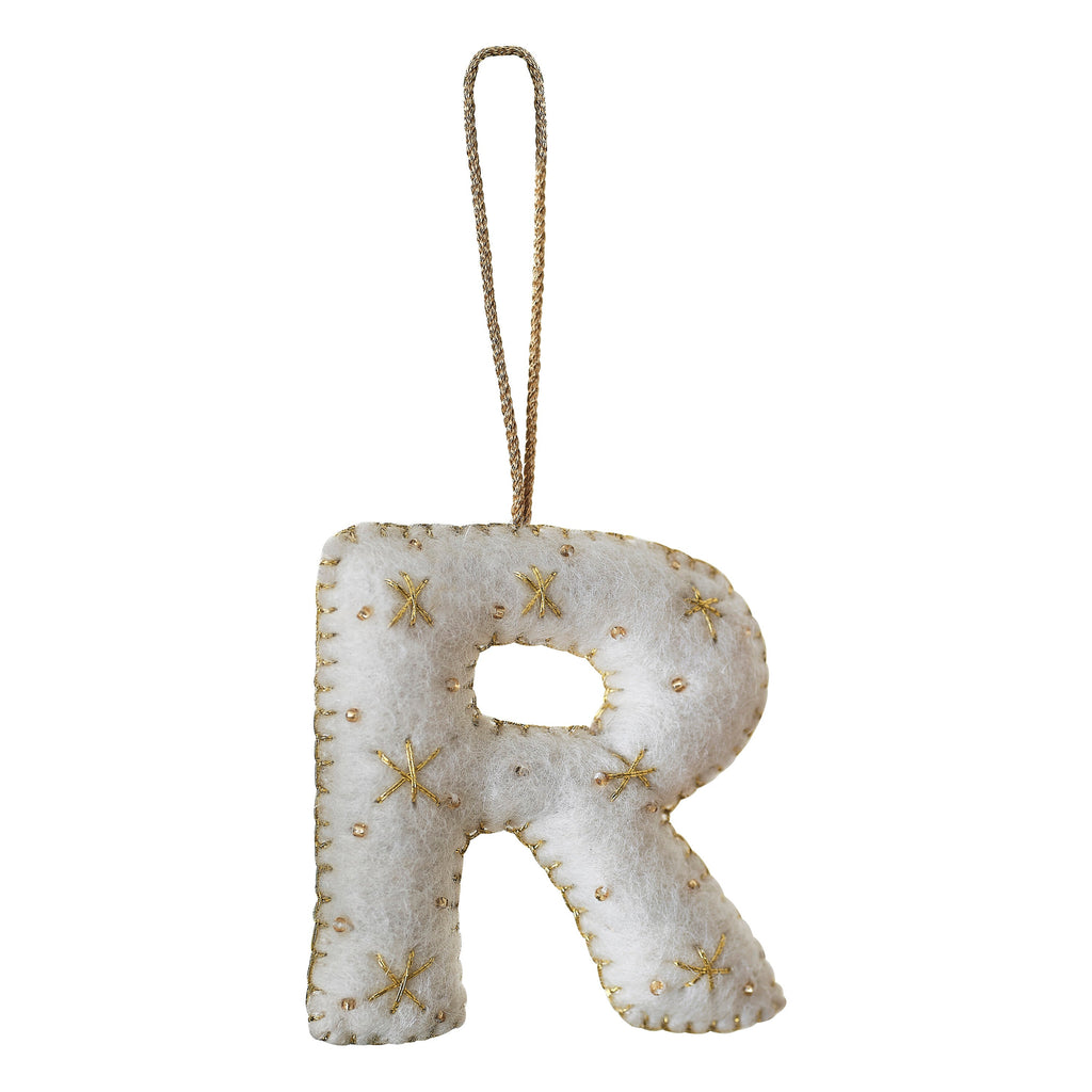 Alphabet Initial Embroidered Felt Christmas Tree Decoration