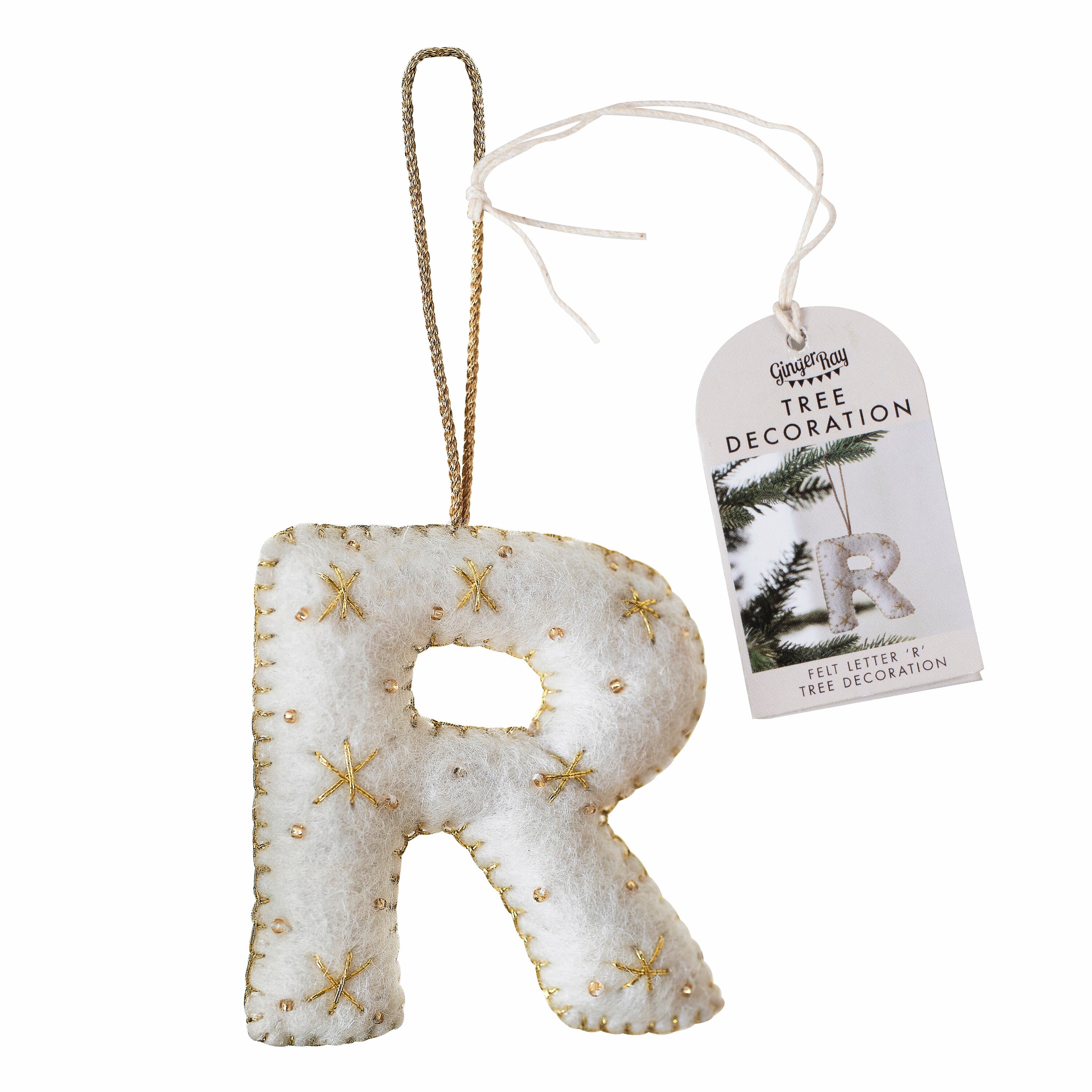Alphabet Initial Embroidered Felt Christmas Tree Decoration