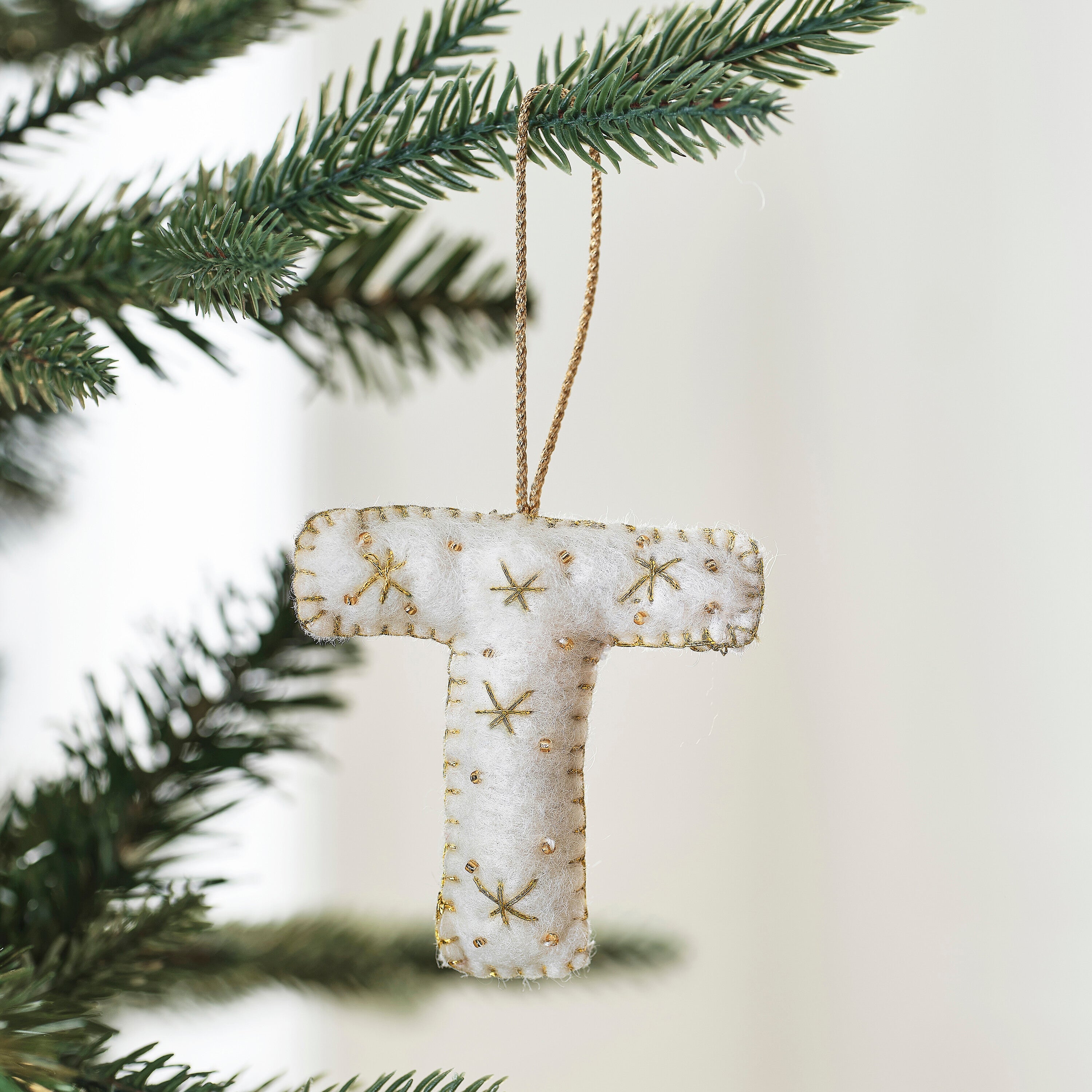 Alphabet Initial Embroidered Felt Christmas Tree Decoration