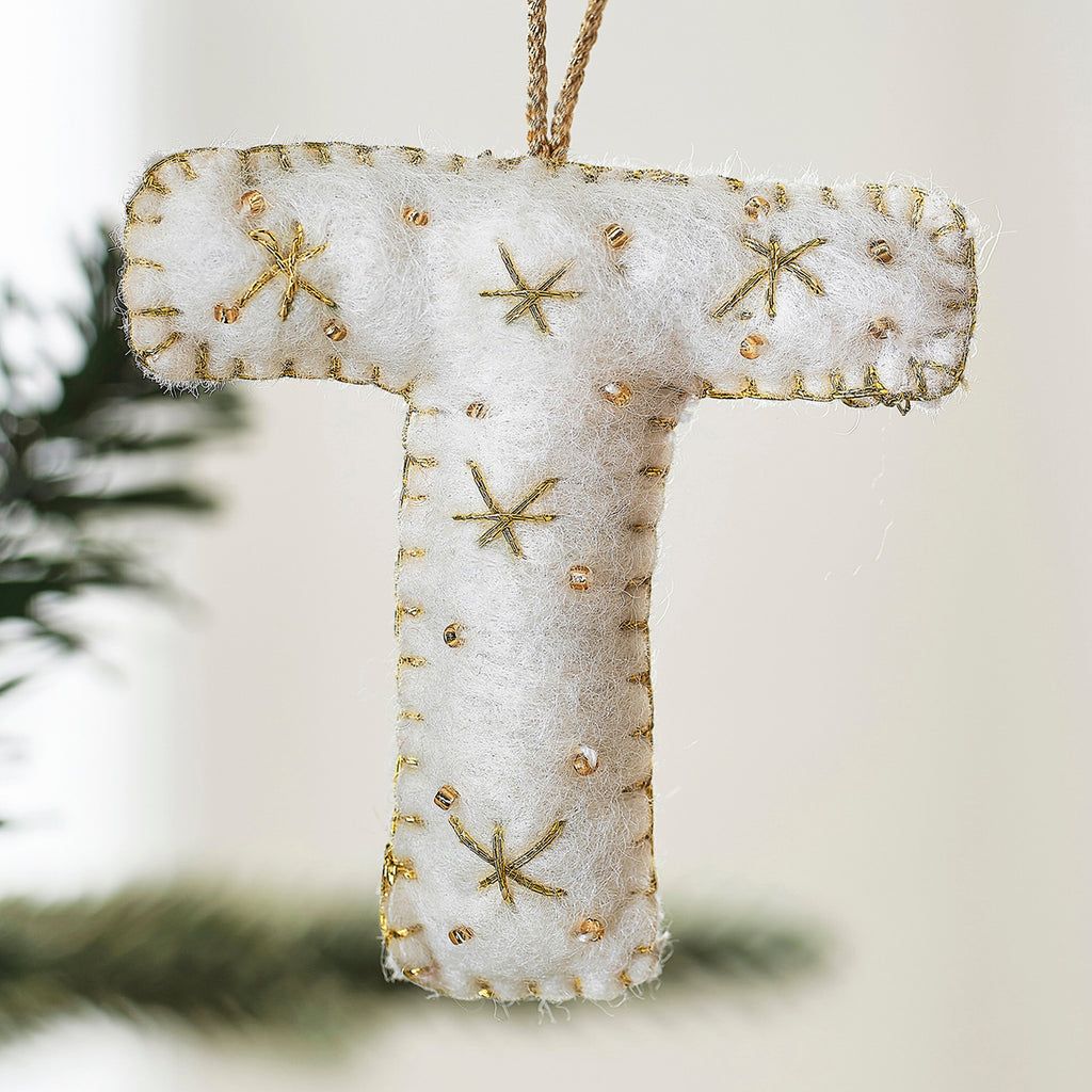 Alphabet Initial Embroidered Felt Christmas Tree Decoration