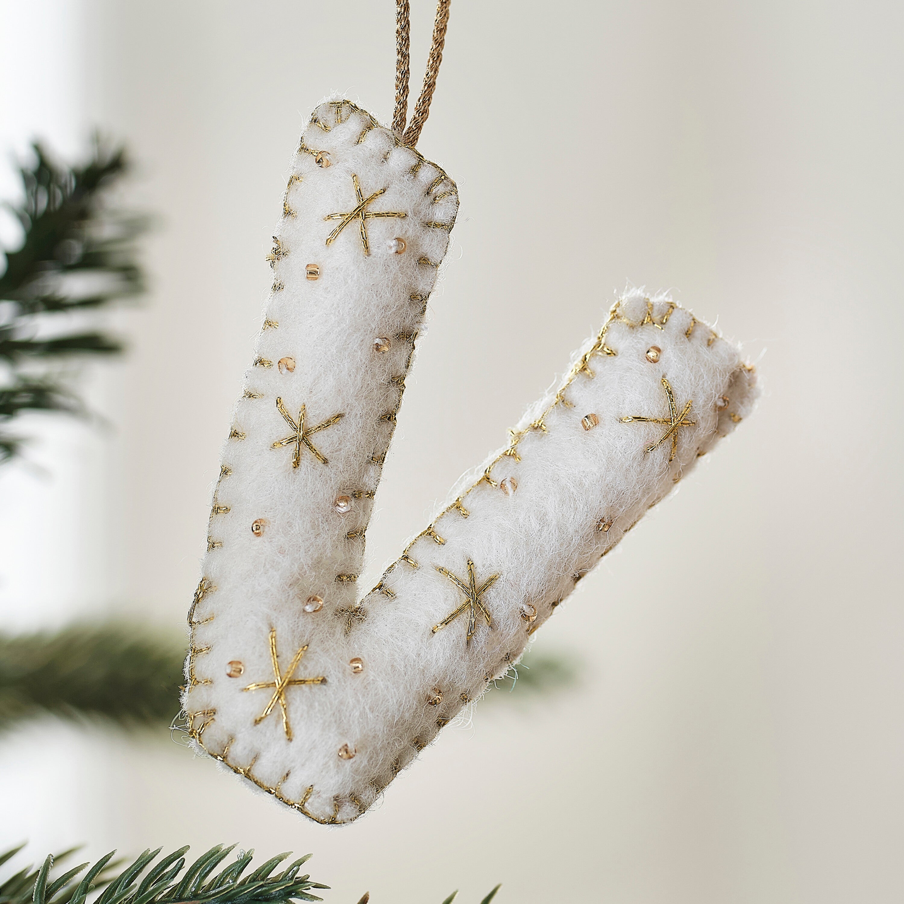 Alphabet Initial Embroidered Felt Christmas Tree Decoration