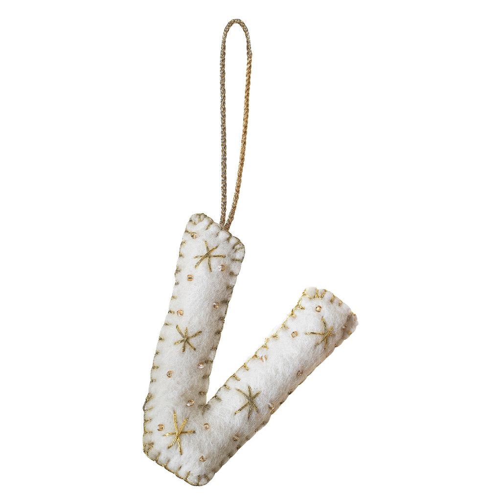 Alphabet Initial Embroidered Felt Christmas Tree Decoration