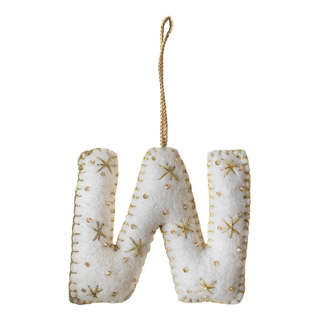 Alphabet Initial Embroidered Felt Christmas Tree Decoration