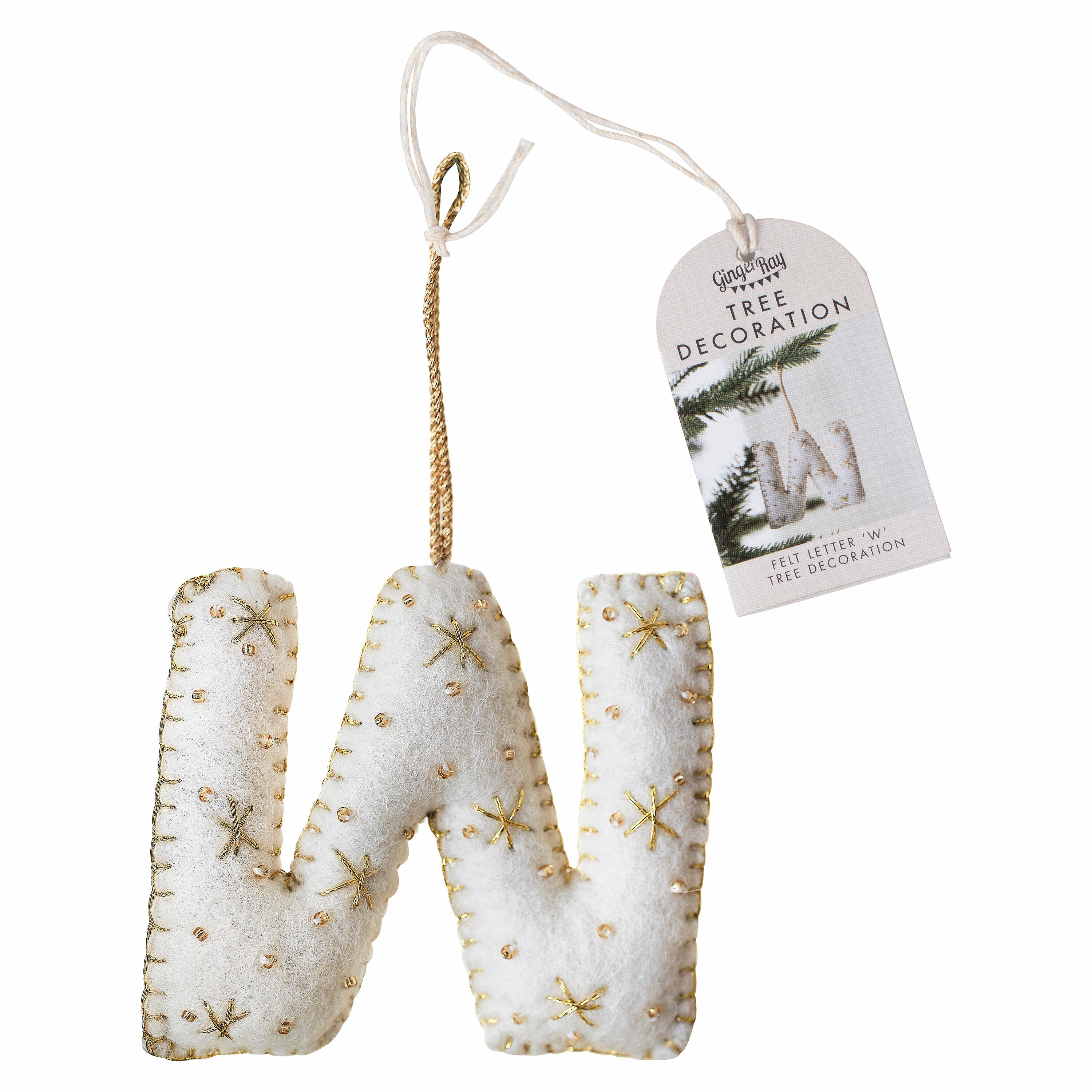 Alphabet Initial Embroidered Felt Christmas Tree Decoration