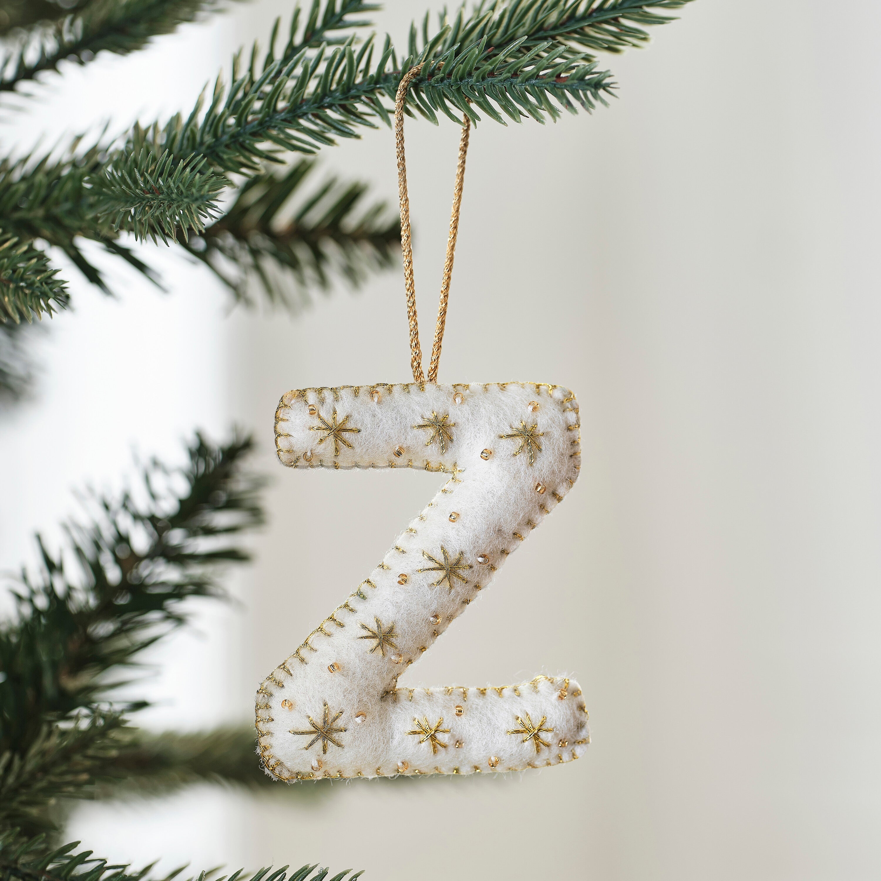 Alphabet Initial Embroidered Felt Christmas Tree Decoration