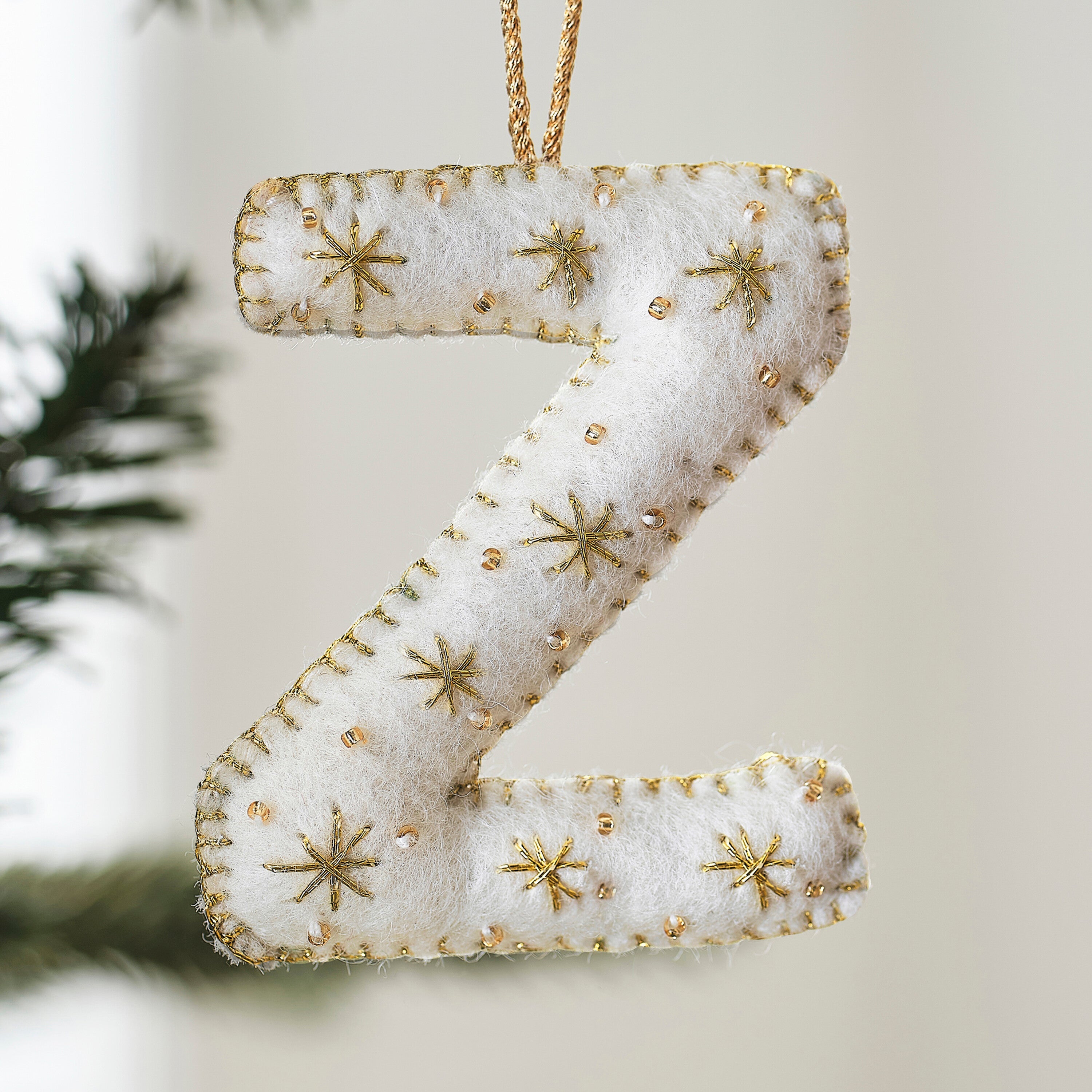Alphabet Initial Embroidered Felt Christmas Tree Decoration