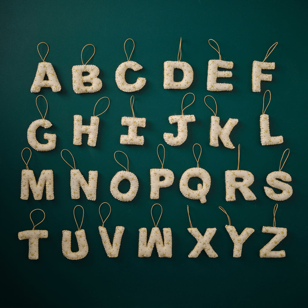 Alphabet Initial Embroidered Felt Christmas Tree Decoration