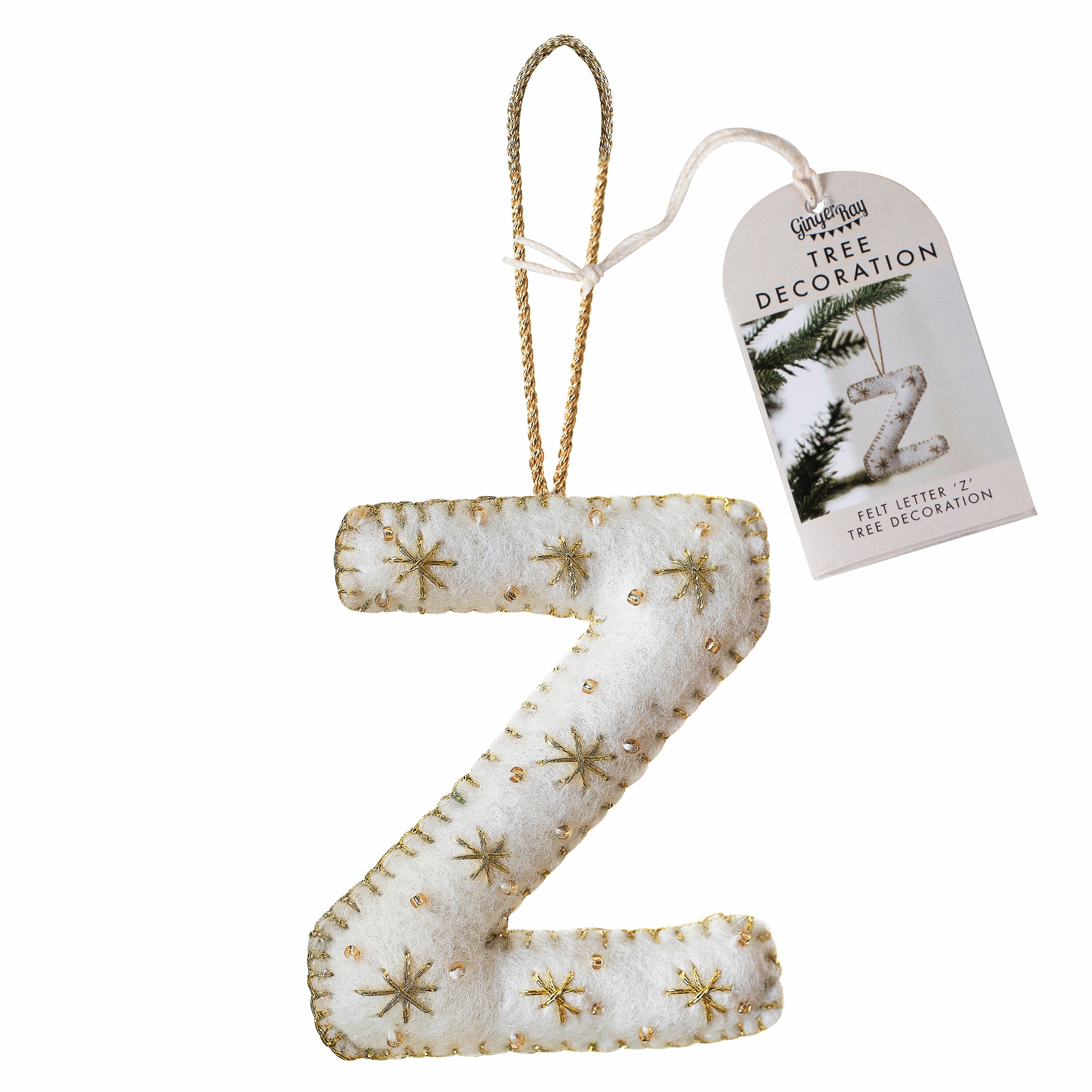 Alphabet Initial Embroidered Felt Christmas Tree Decoration