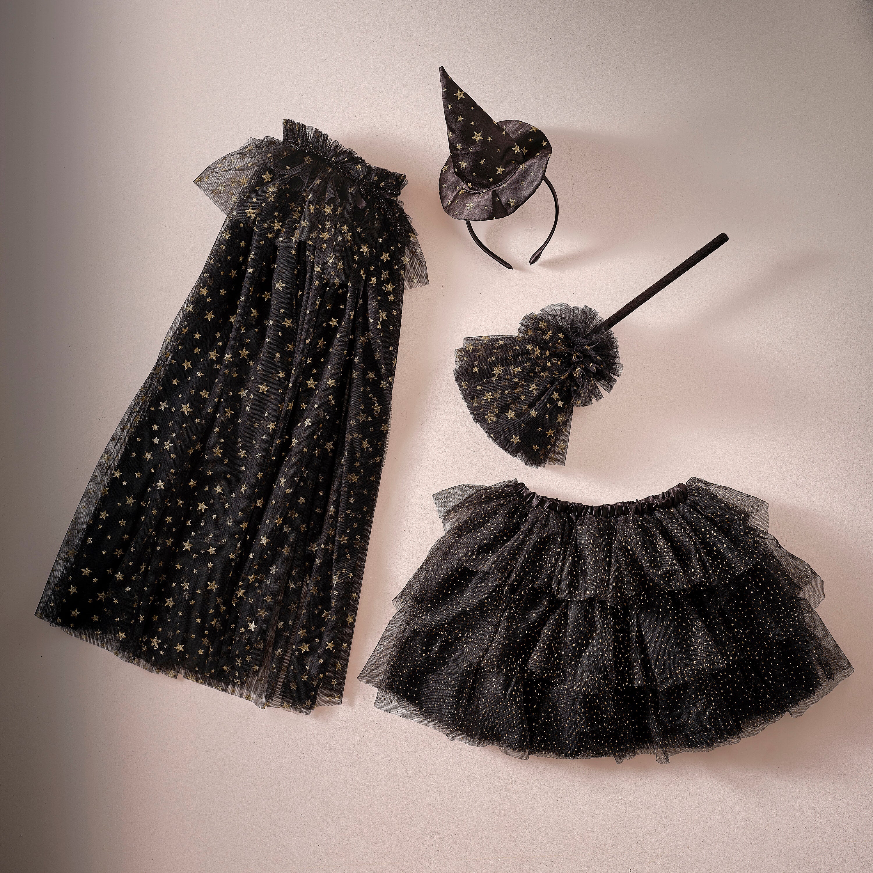 Black & Gold Star Witch Costume Cape