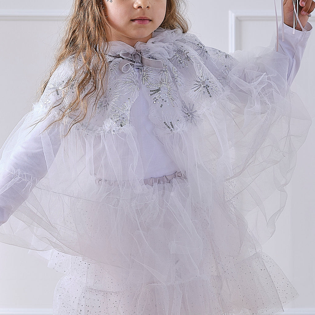 White & Silver Sparkle Fairy Princess Costume Cape- 4 Inner Pack