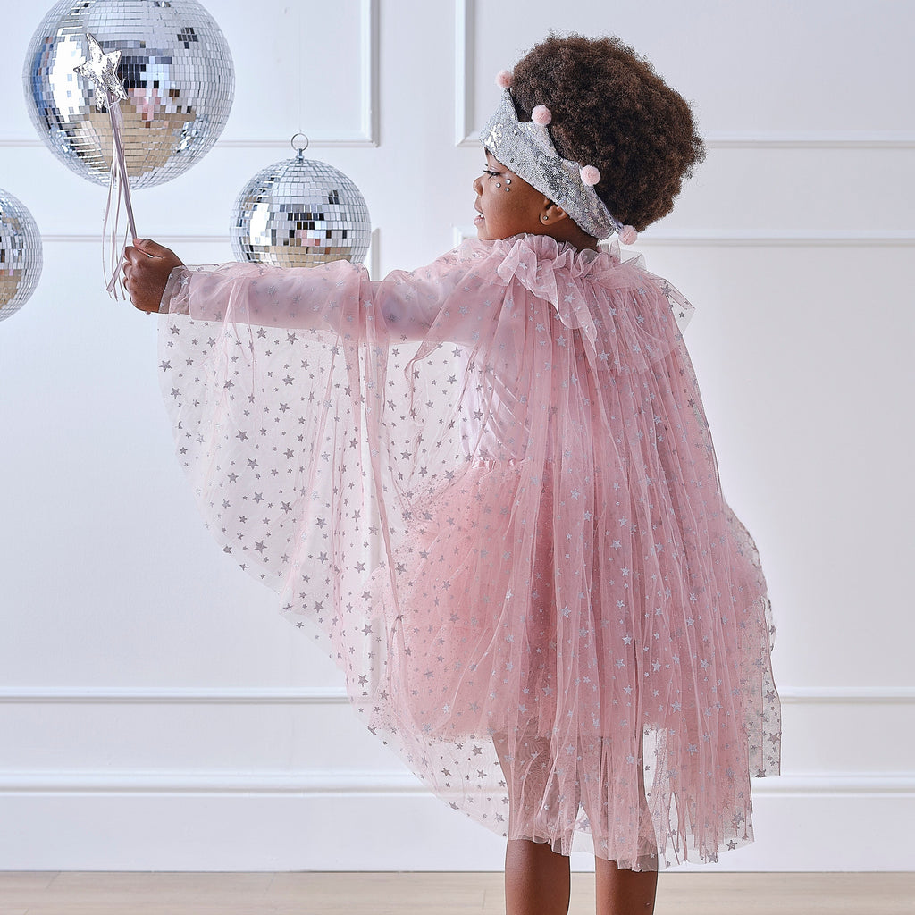 Pink & Silver Sparkle Fairy Princess Costume Cape- 4 Inner Pack