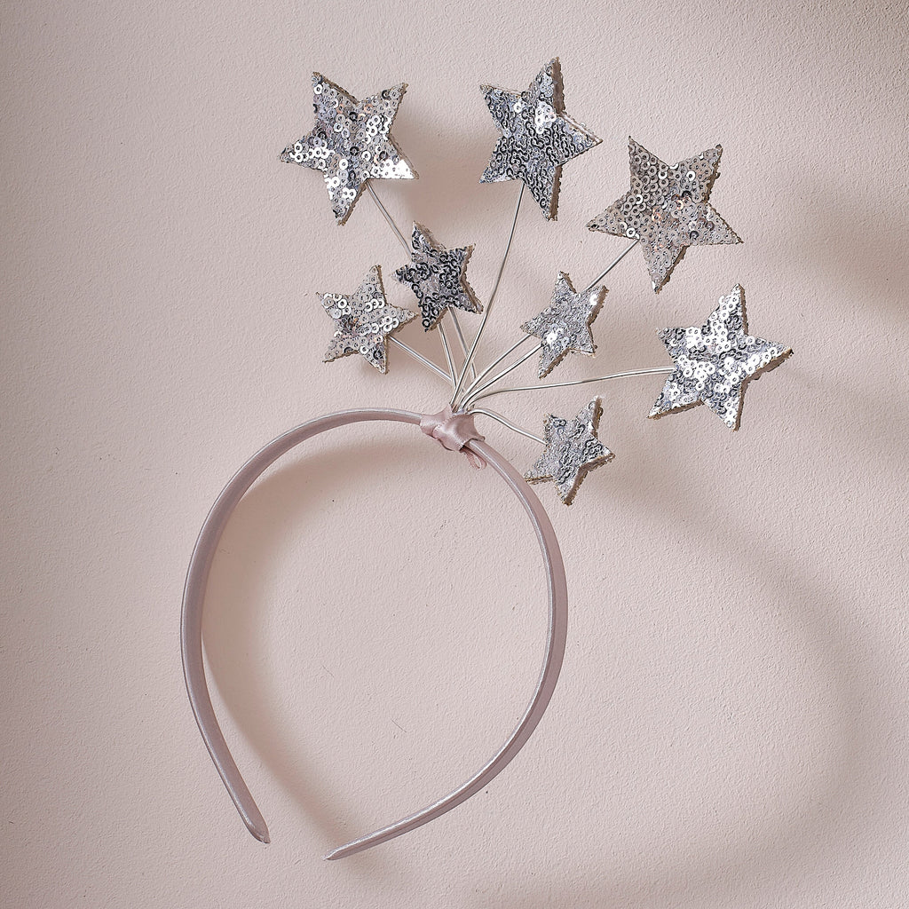 Pink & Silver Sequin Star Headband- 4 Inner Pack