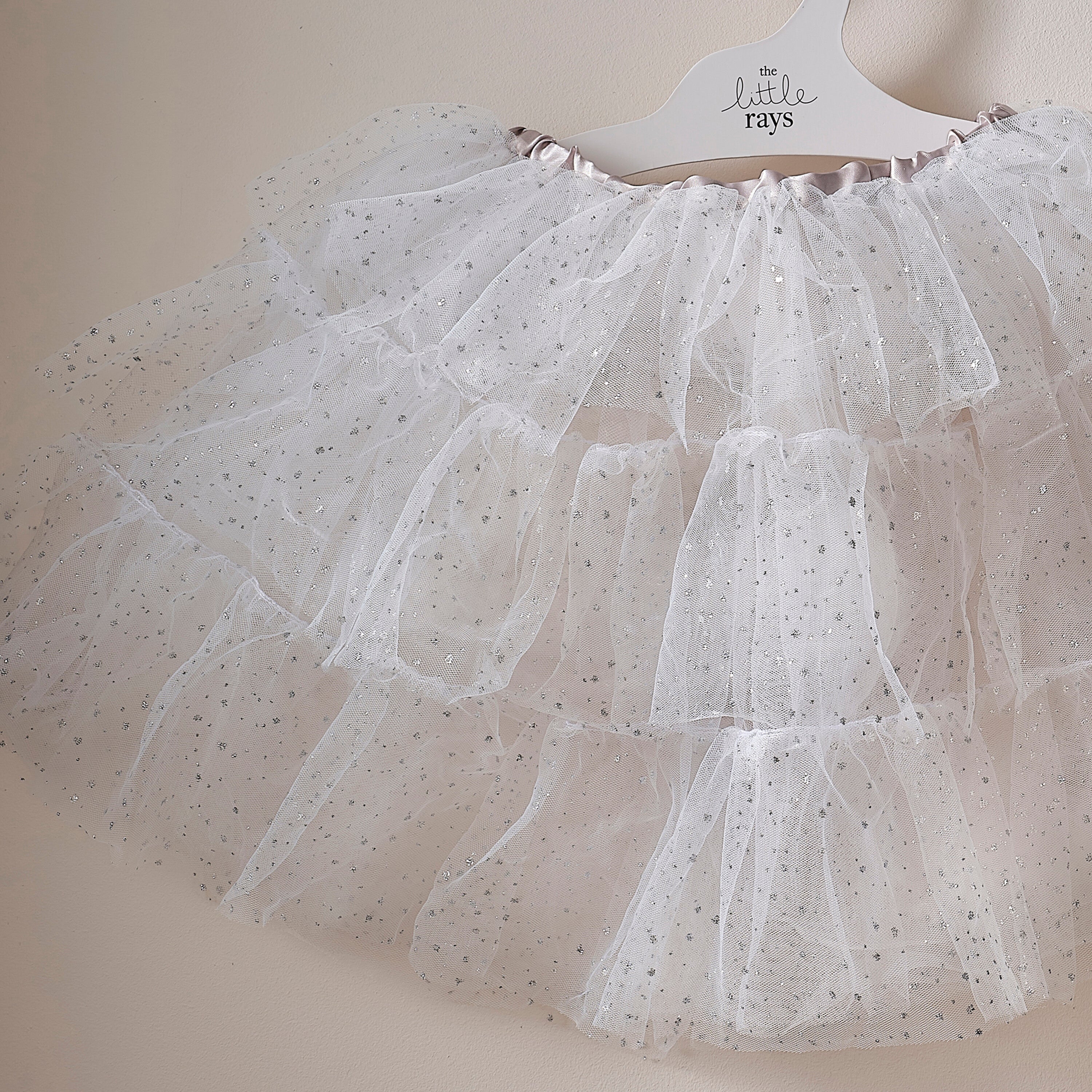 White & Silver Sparkle Fairy Princess Costume Tutu- 4 Inner Pack