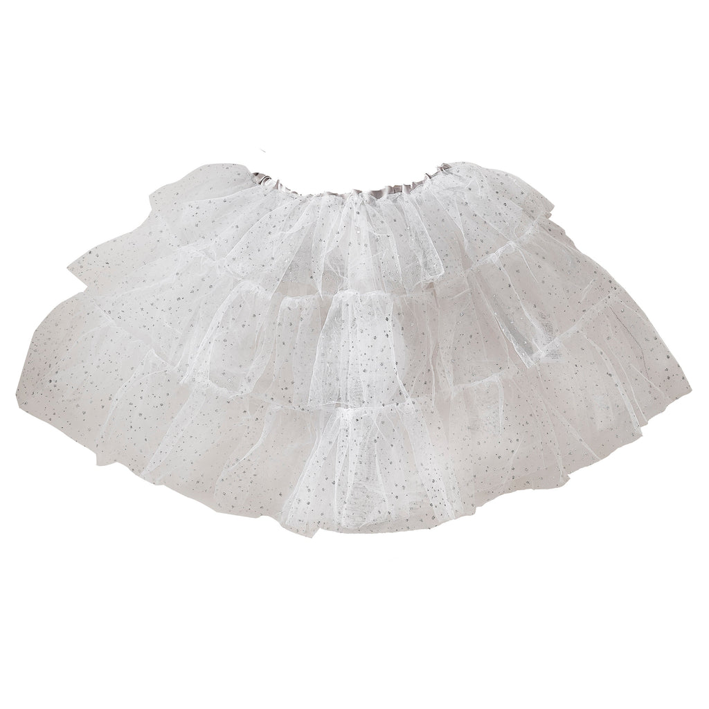 White & Silver Sparkle Fairy Princess Costume Tutu- 4 Inner Pack
