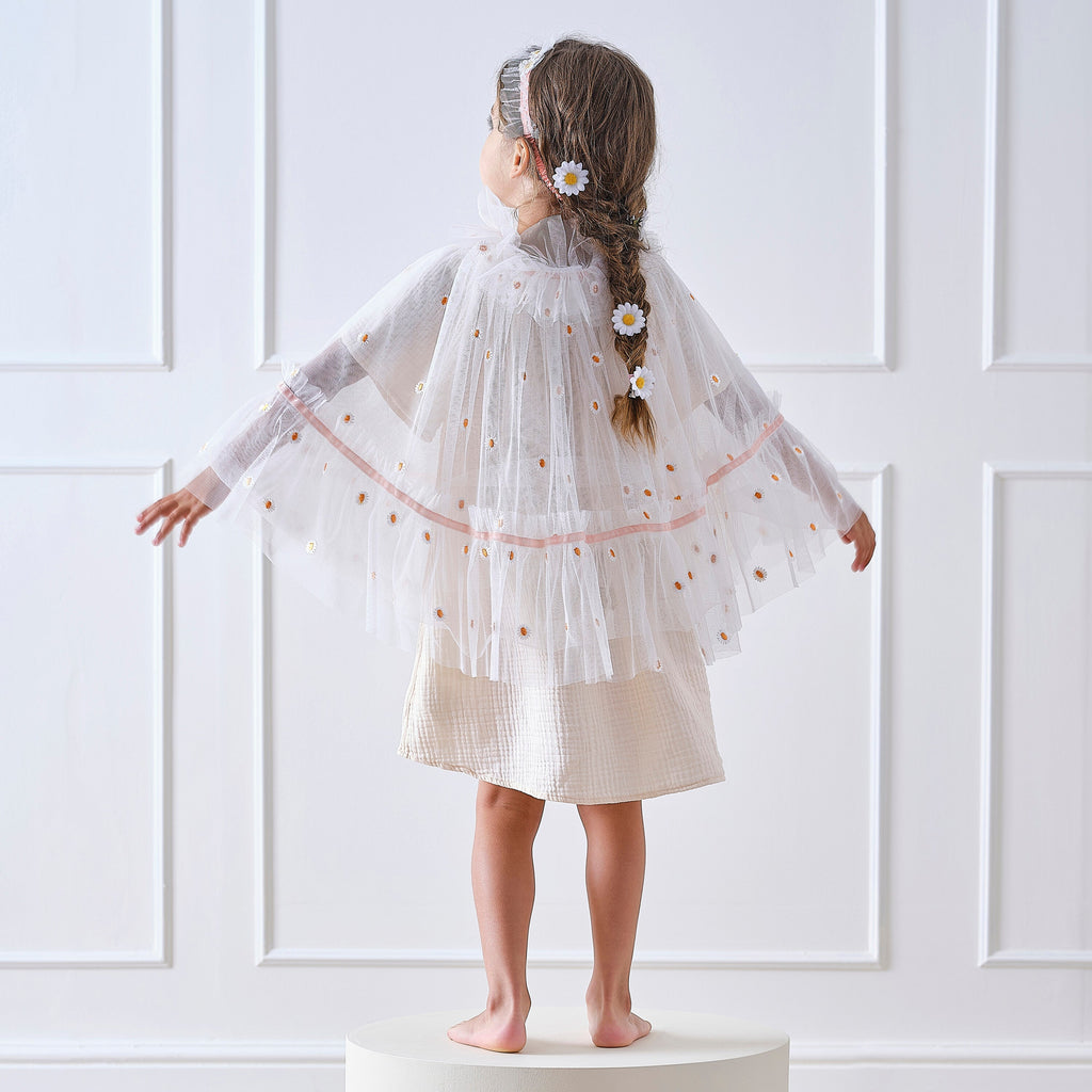White and Pink Daisy Flower Costume Cape- 4 Inner Pack