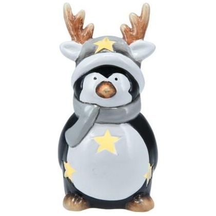 Figure With LED Antler 17cm Penguin - Beales department store