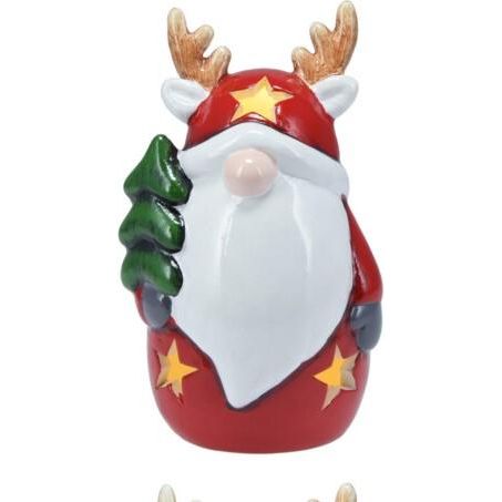 Figure With LED Antler 17cm Santa - Beales department store